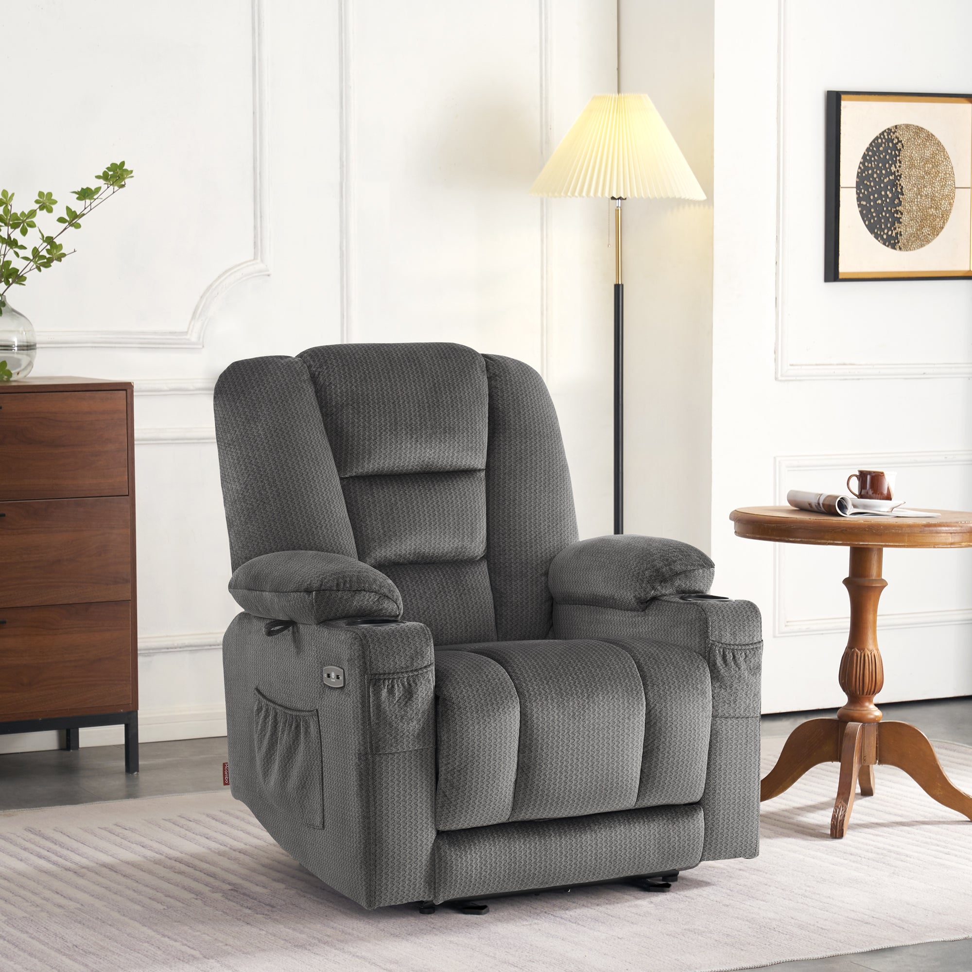 Elektrische Relaxfauteuil met Massage & Warmtefunctie, USB & Bekerhouder – foto 4