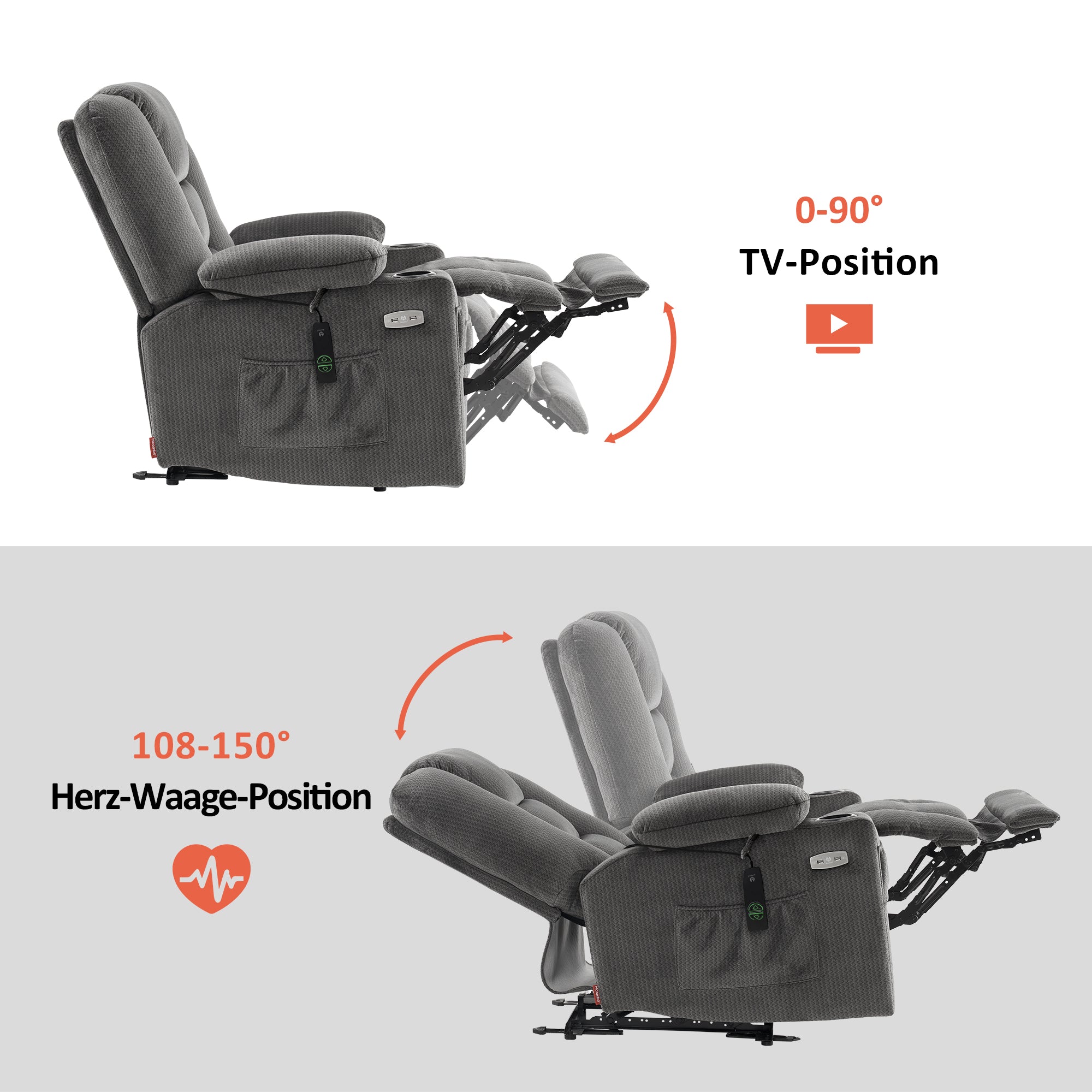 Elektrische Relaxfauteuil met Massage & Warmtefunctie, USB & Bekerhouder – foto 5