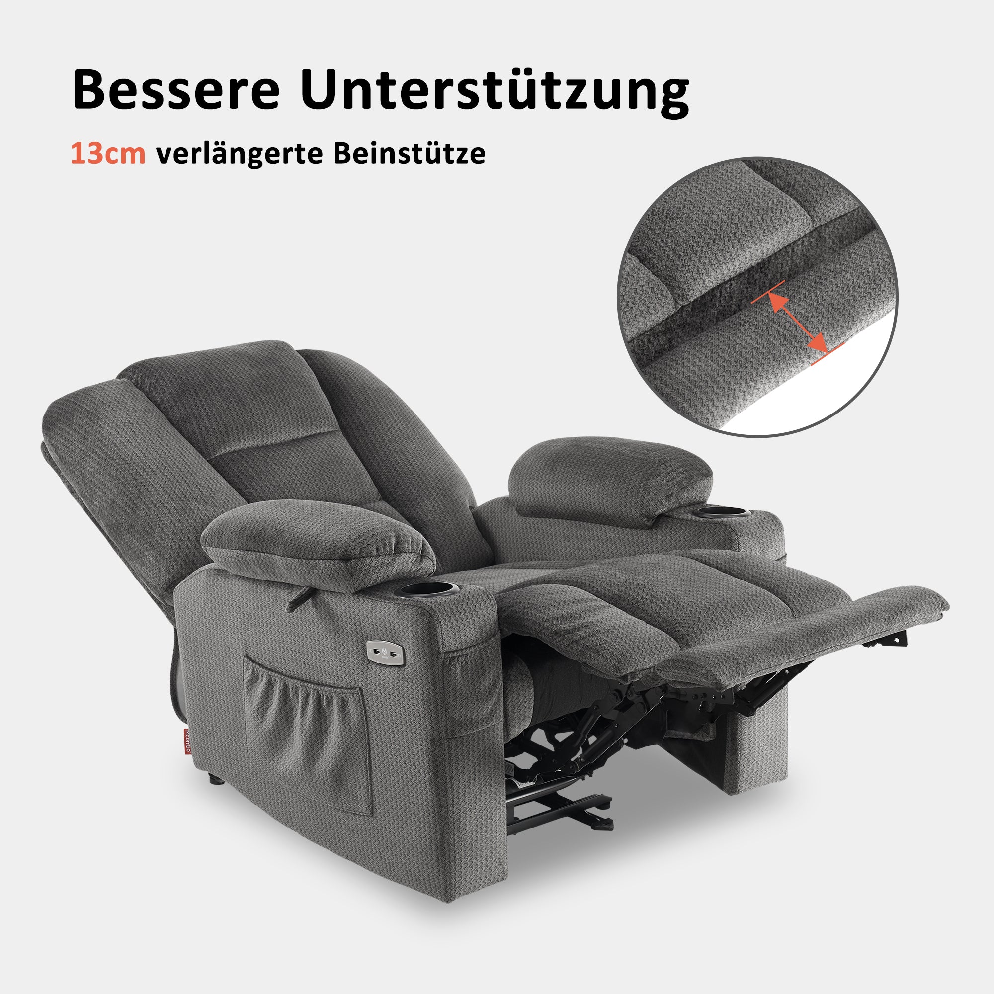 Elektrische Relaxfauteuil met Massage & Warmtefunctie, USB & Bekerhouder – foto 7