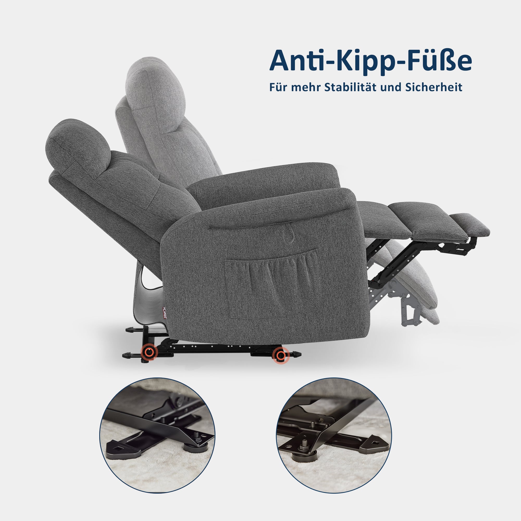 Elektrisch Verstelbare Relaxfauteuil met Ligfunctie, Zijvak, Grijs, 7089 – foto 8