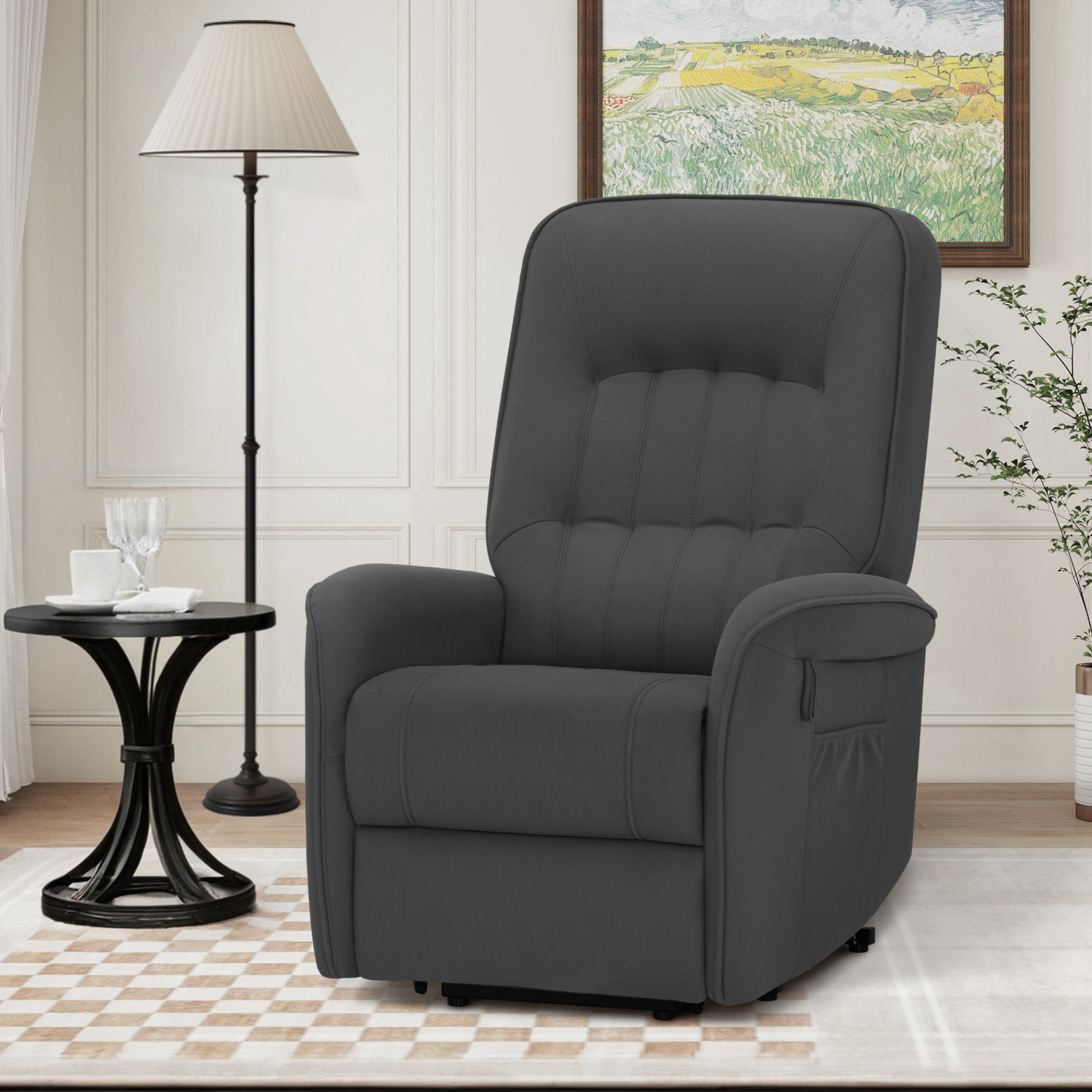 Relaxfauteuil met Opstahulp Elektrisch 2 Motoren, Massage & Verwarming, Grijs – foto 2