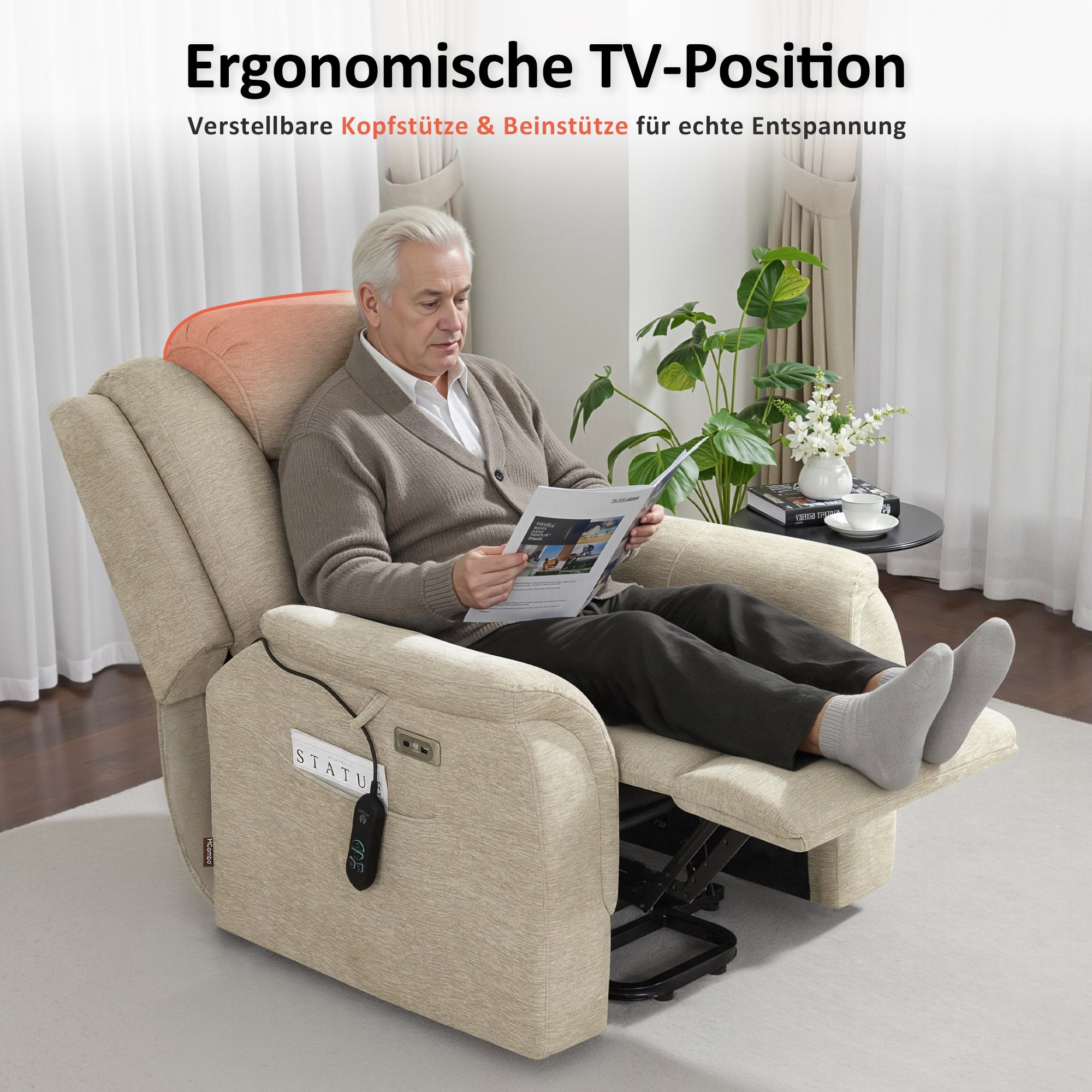 Relaxfauteuil met sta-op hulp, massage & verwarming, verstelbare hoofdsteun, 7269 – foto 11