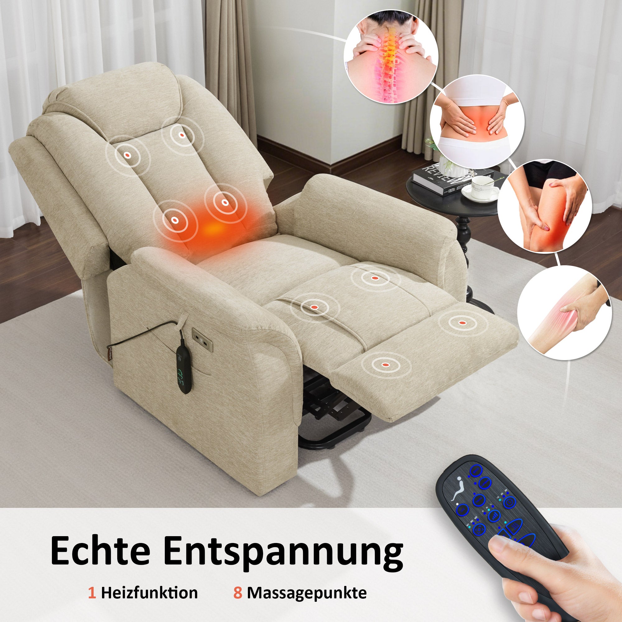 Relaxfauteuil met sta-op hulp, massage & verwarming, verstelbare hoofdsteun, 7269 – foto 14