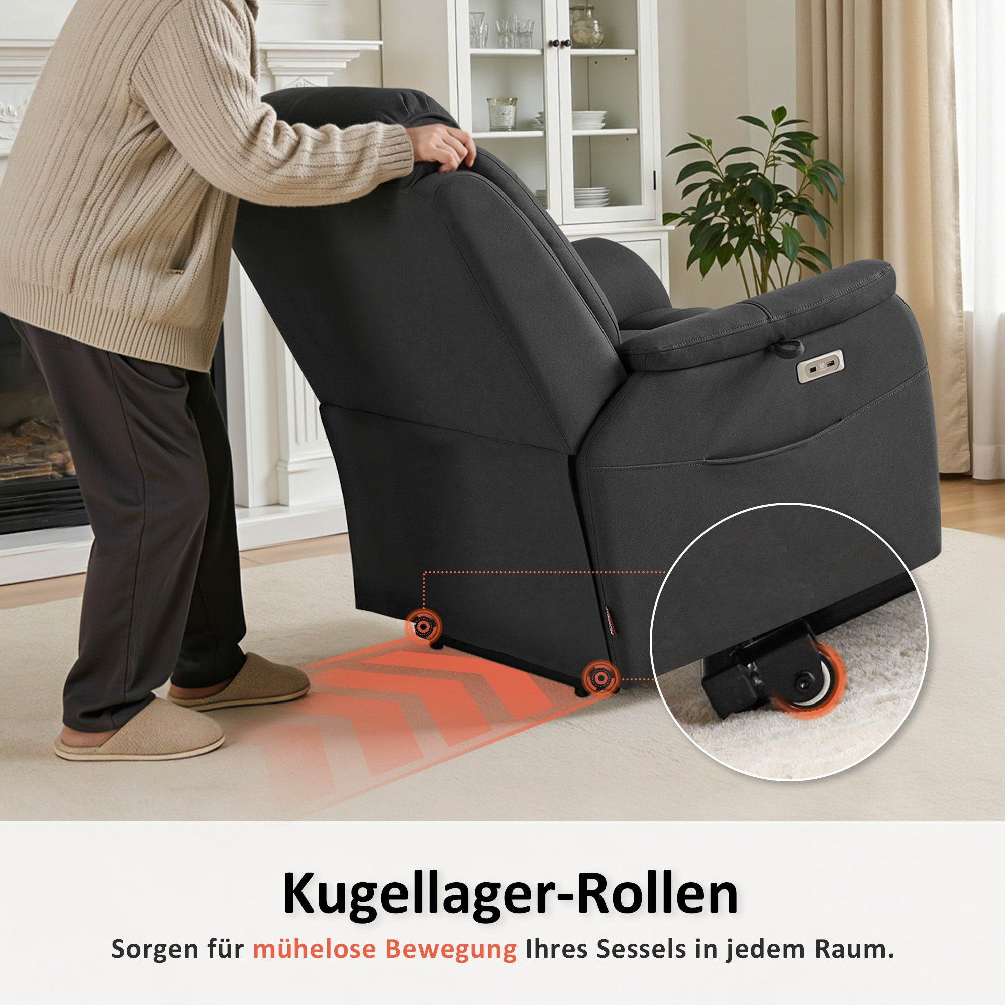 Relaxfauteuil met sta-op hulp, massage & verwarming, verstelbare hoofdsteun, 7269 – foto 4