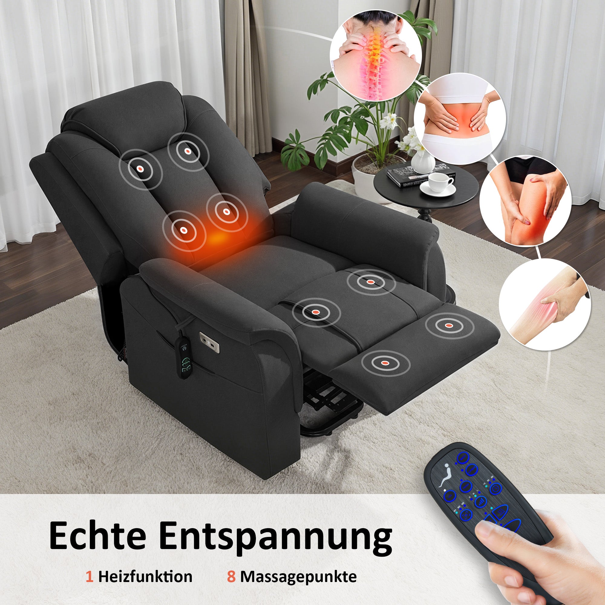 Relaxfauteuil met sta-op hulp, massage & verwarming, verstelbare hoofdsteun, 7269 – foto 6