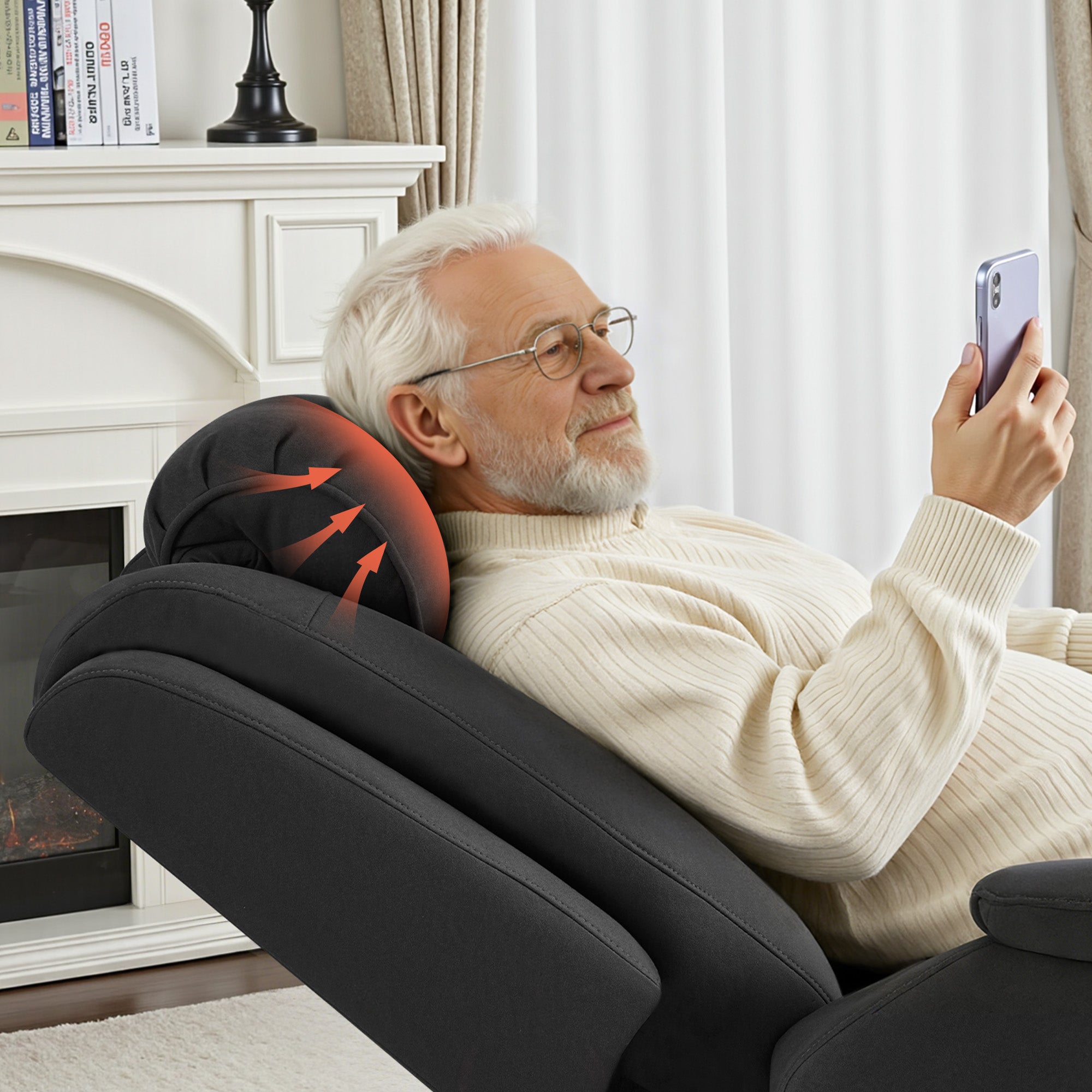 Relaxfauteuil met sta-op hulp, massage & verwarming, verstelbare hoofdsteun, 7269 – foto 7