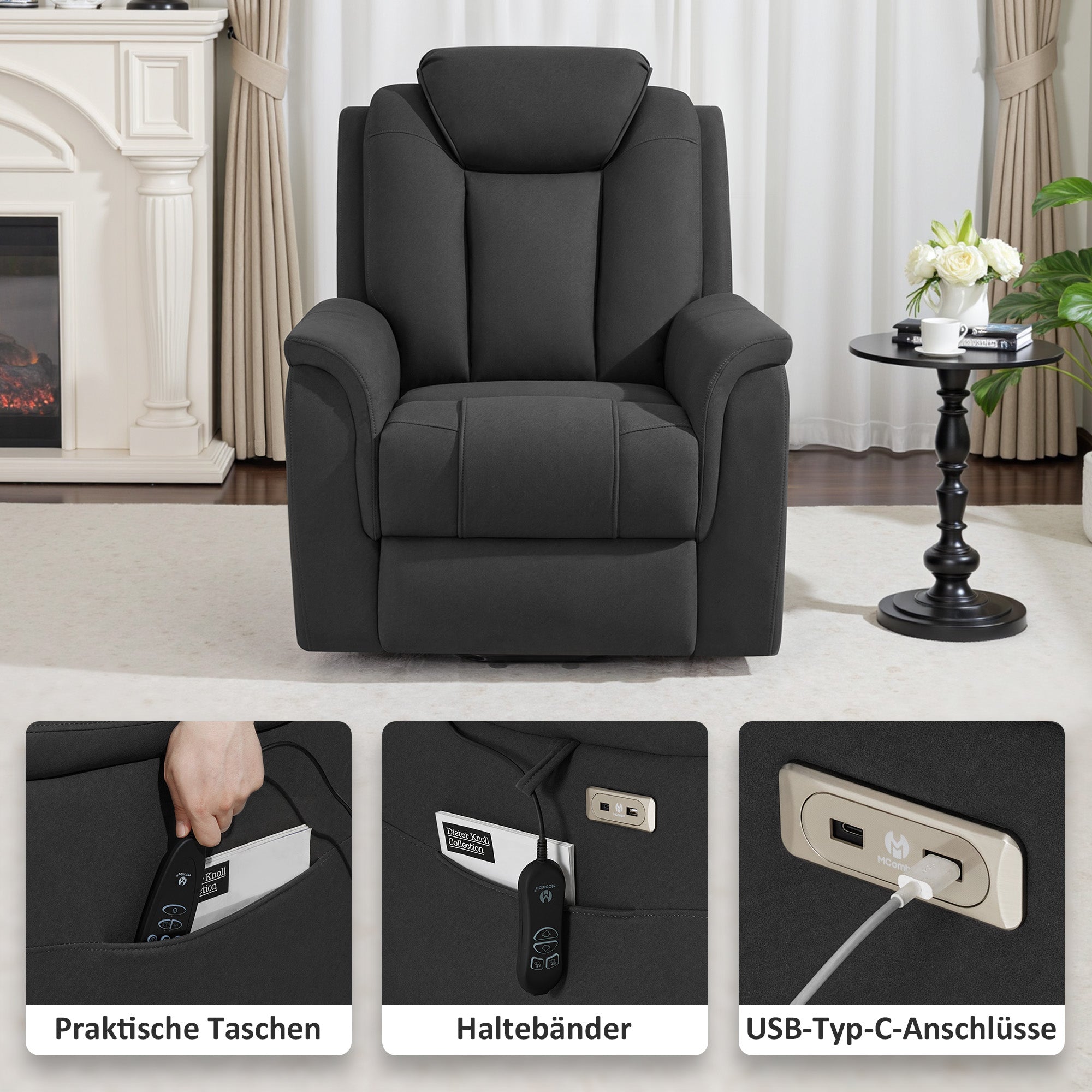 Relaxfauteuil met sta-op hulp, massage & verwarming, verstelbare hoofdsteun, 7269 – foto 8