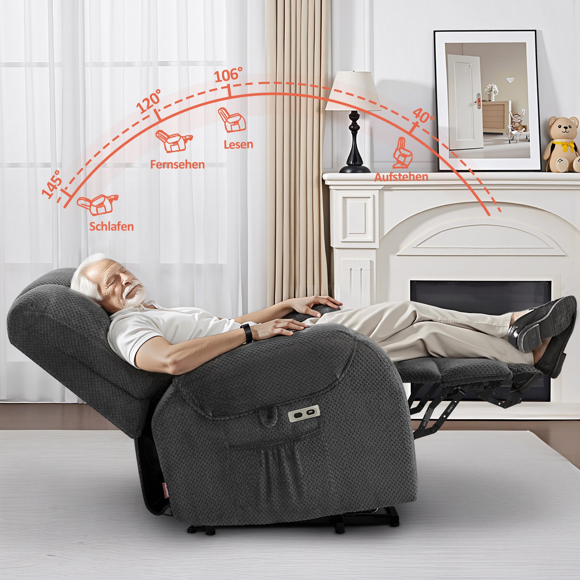 TV-stoel met sta-op hulp, elektrisch, massage & verwarming, 7252 – foto 4
