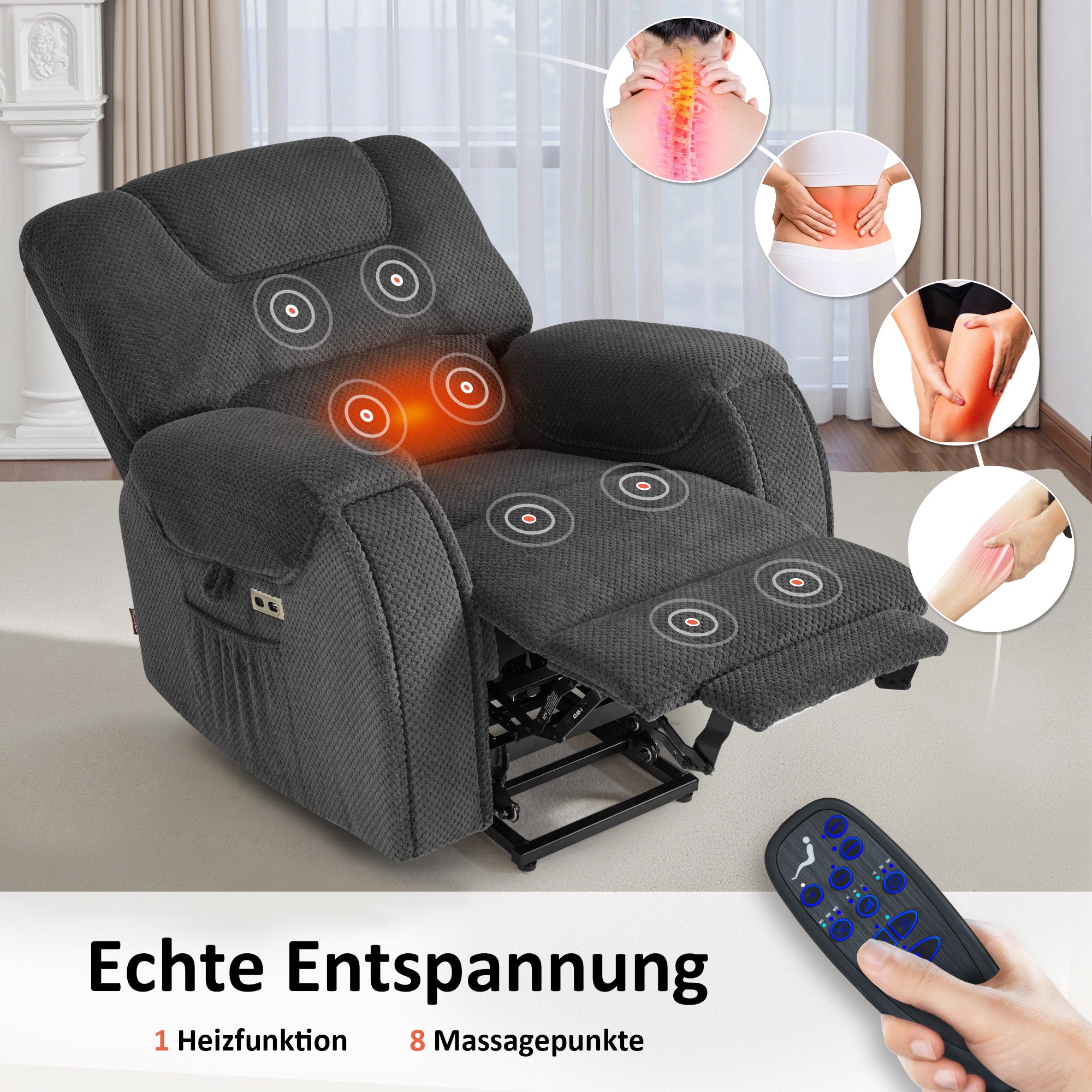 TV-stoel met sta-op hulp, elektrisch, massage & verwarming, 7252 – foto 6
