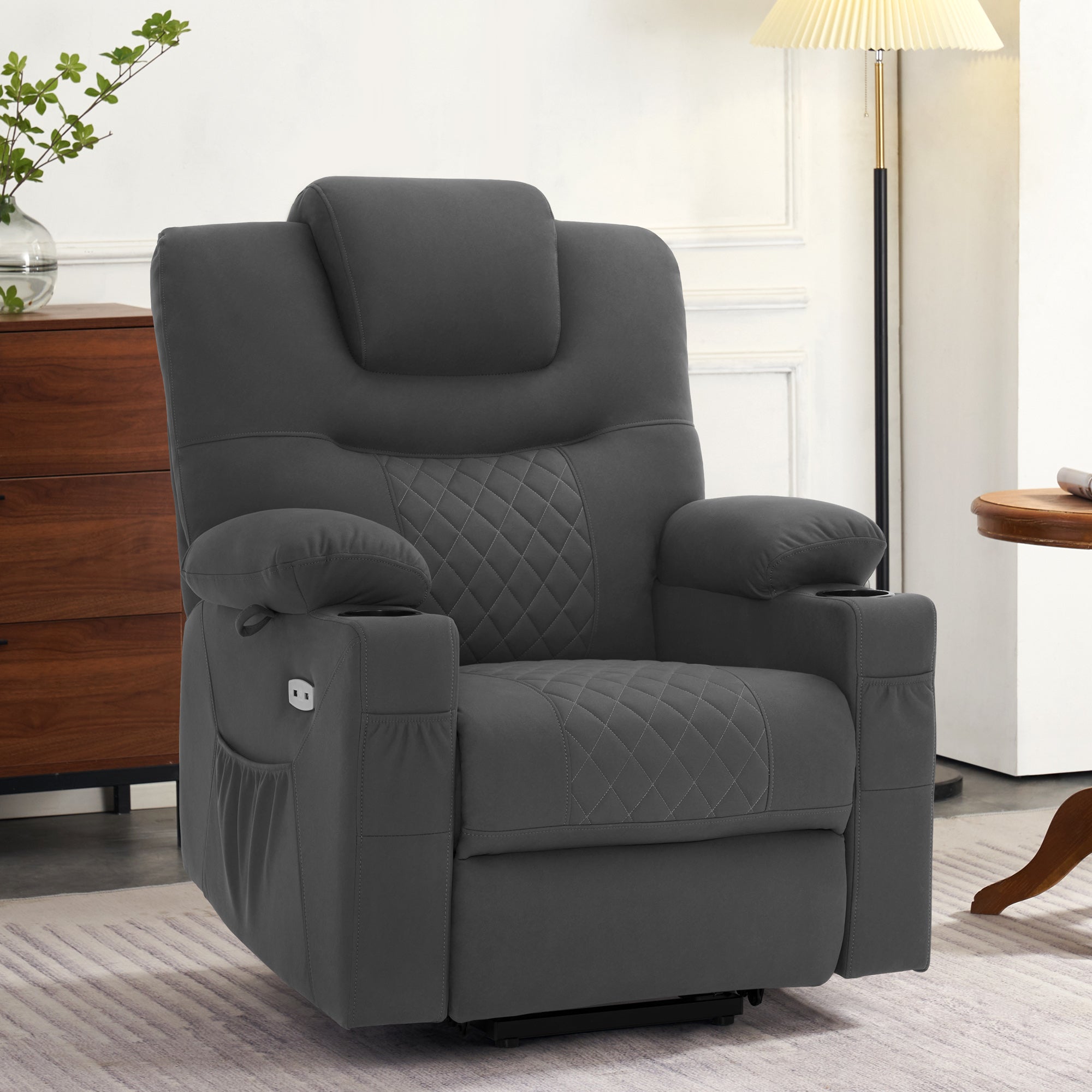TV-fauteuil met elektrische sta-op hulp, Relaxfauteuil met massage & warmtefunctie – foto 2