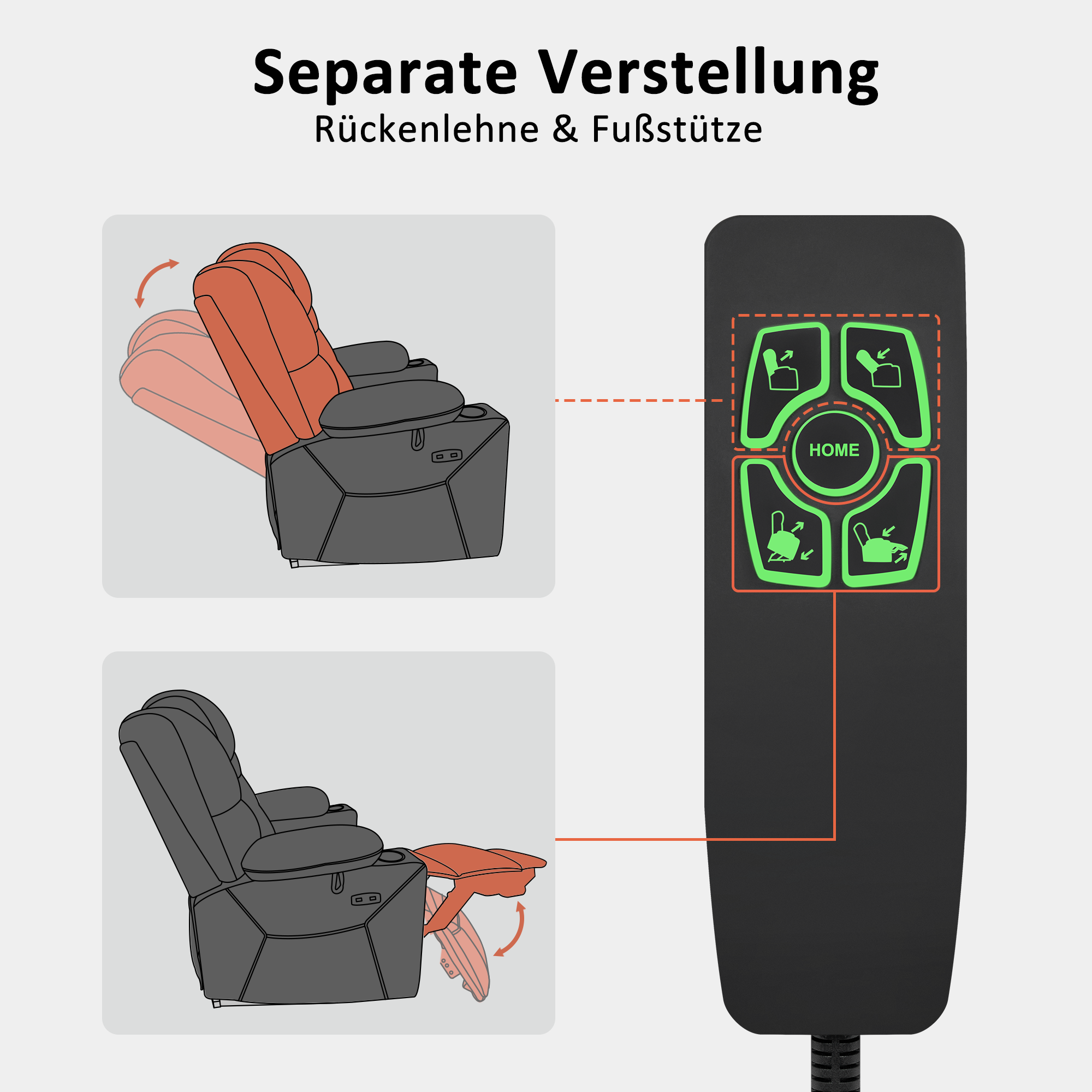TV-fauteuil met elektrische sta-op hulp, Relaxfauteuil met massage & warmtefunctie – foto 4