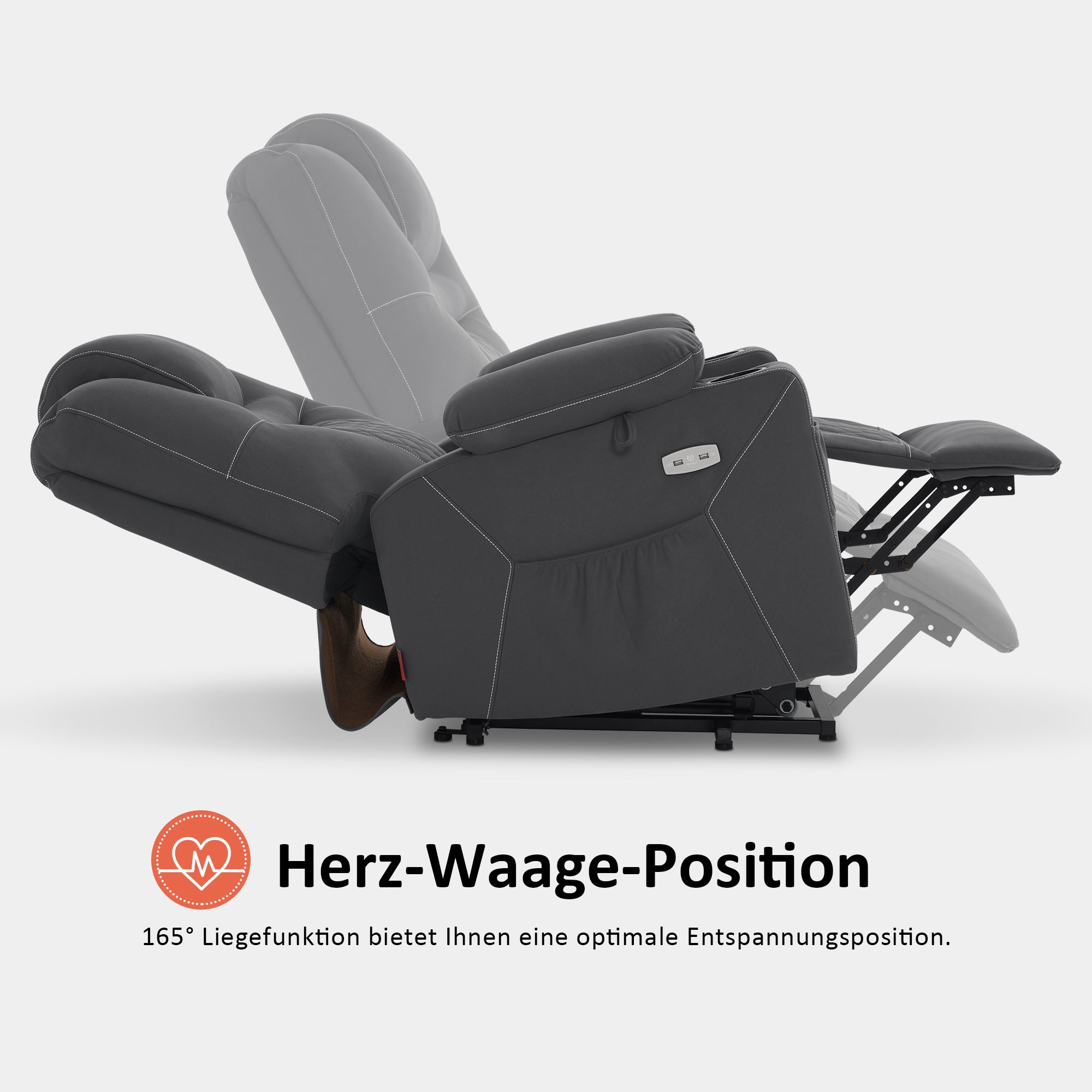 TV-fauteuil met elektrische sta-op hulp, Relaxfauteuil met massage & warmtefunctie – foto 6