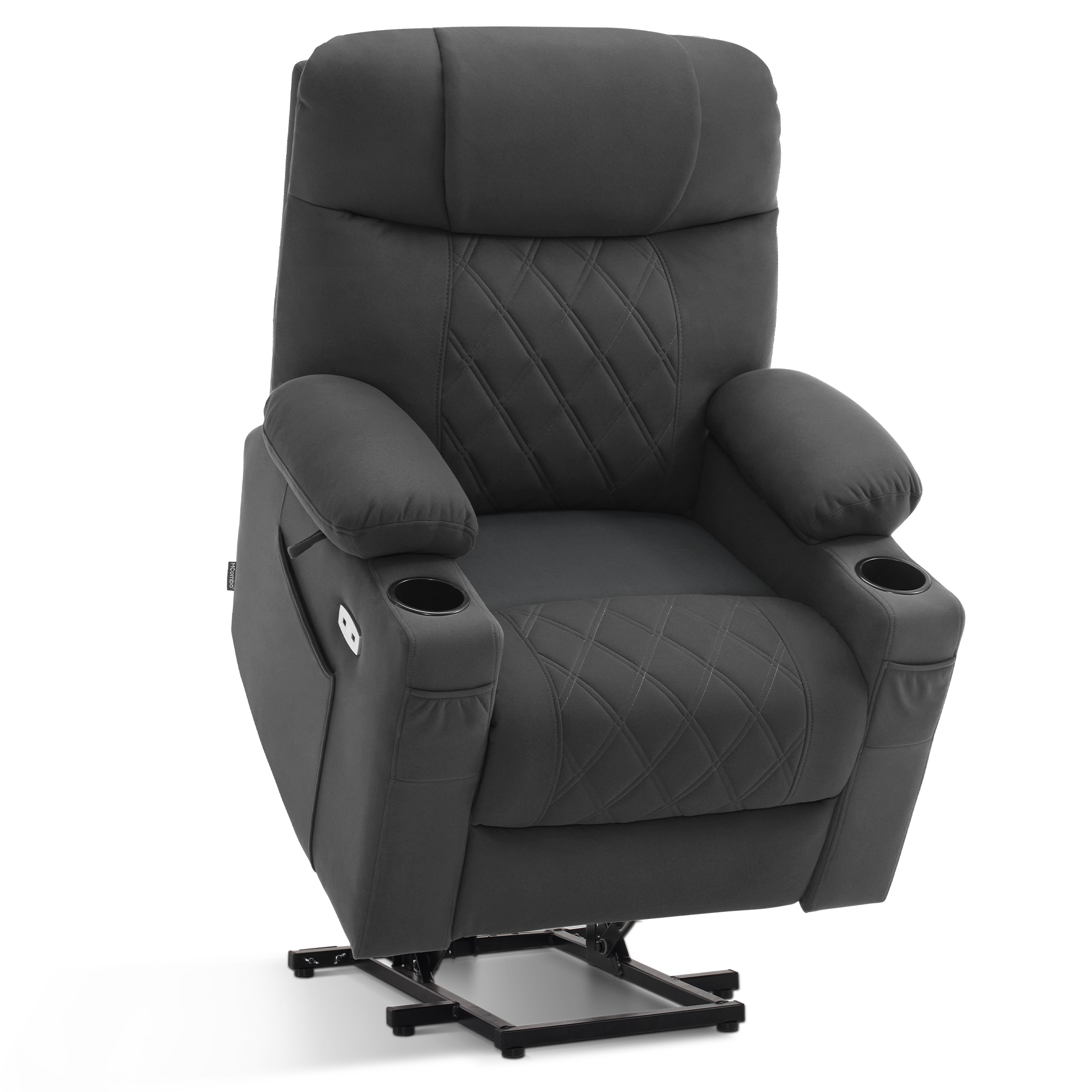 TV-fauteuil met elektrische sta-op hulp, relaxfauteuil, rugleuning & voetensteun apart verstelbaar, seniorenstoel, microvezel, 7501 (Donkergrijs) – foto 1