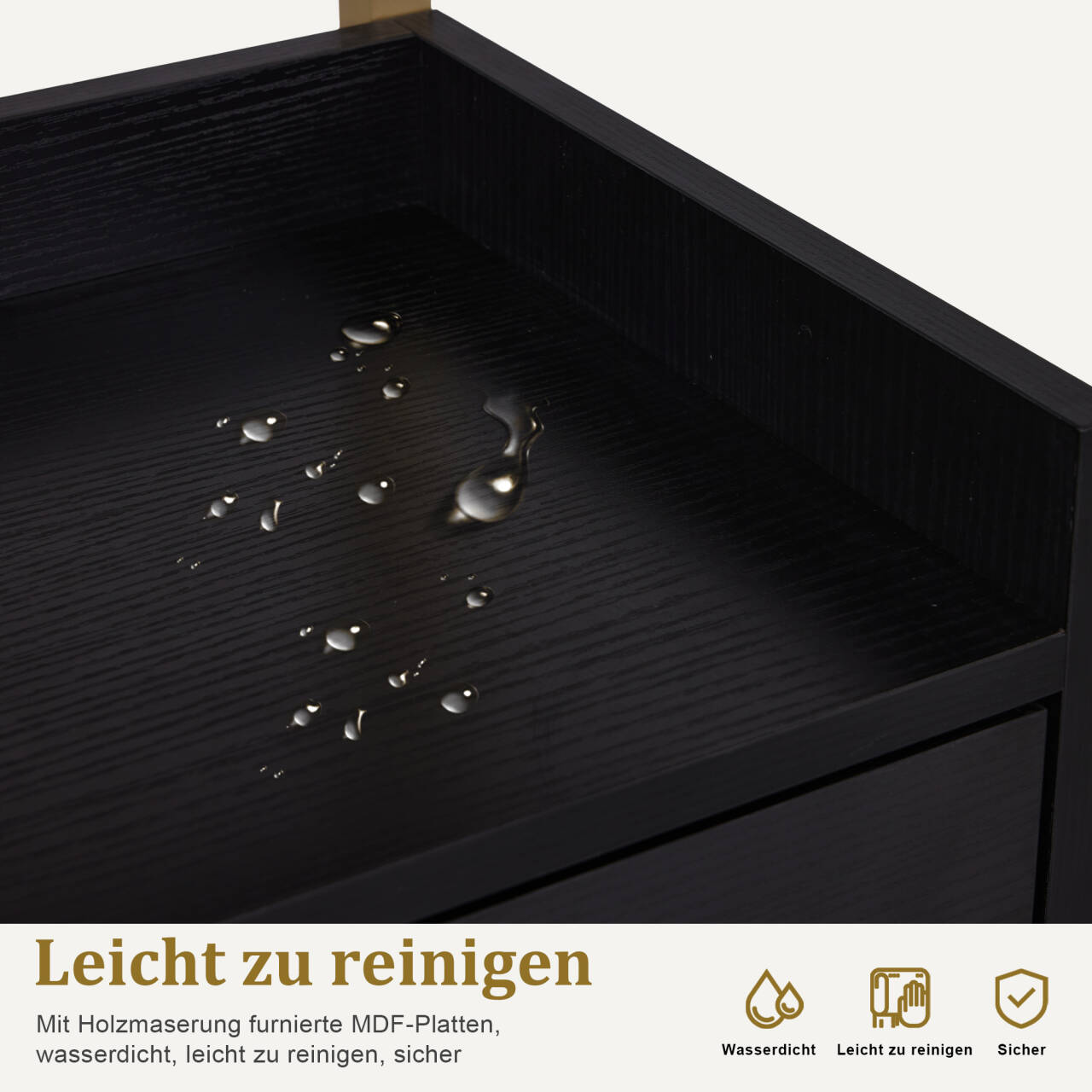 Rolwagen met wielen & 2 lades, Serveerwagen, 2 planken, Modern, 32x37x87cm – foto 7