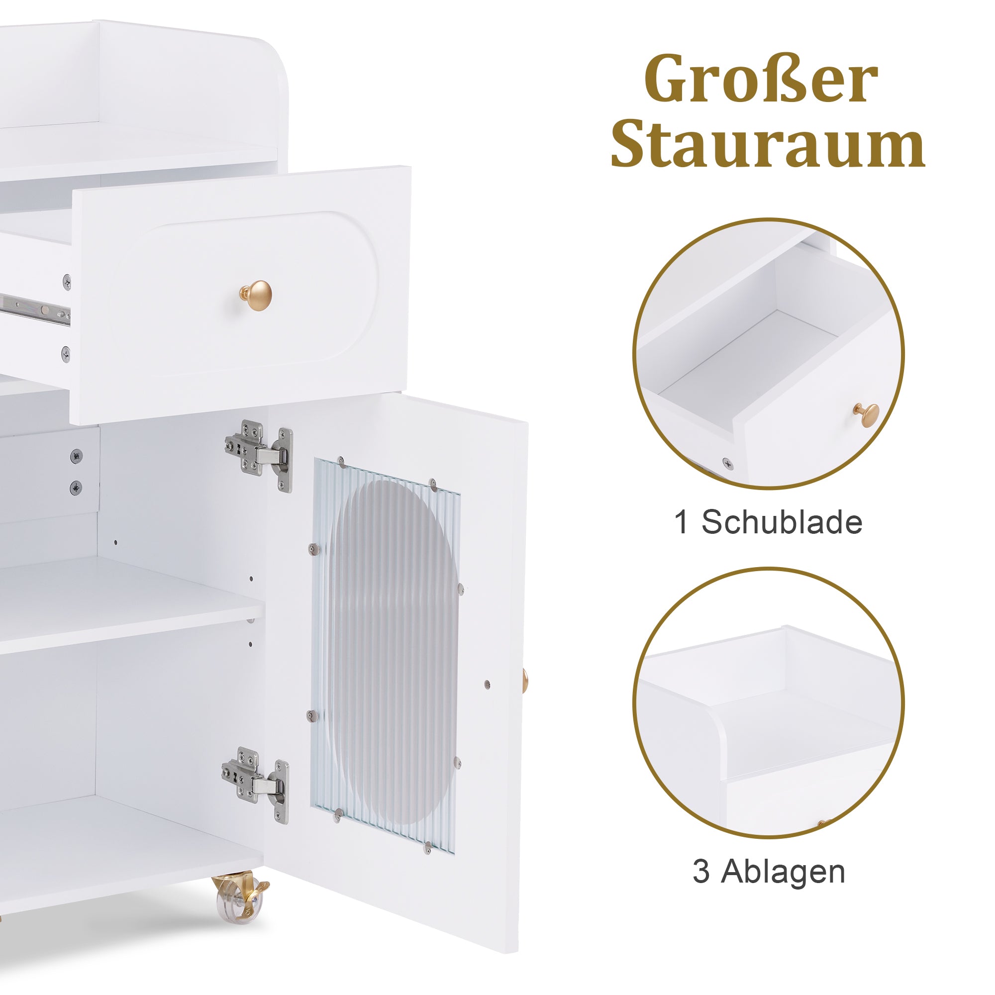 Kapperswagen Salon Trolley Wit met Laden & Föhnhouder, 31,4x37x85,5 cm, 0051 – foto 4