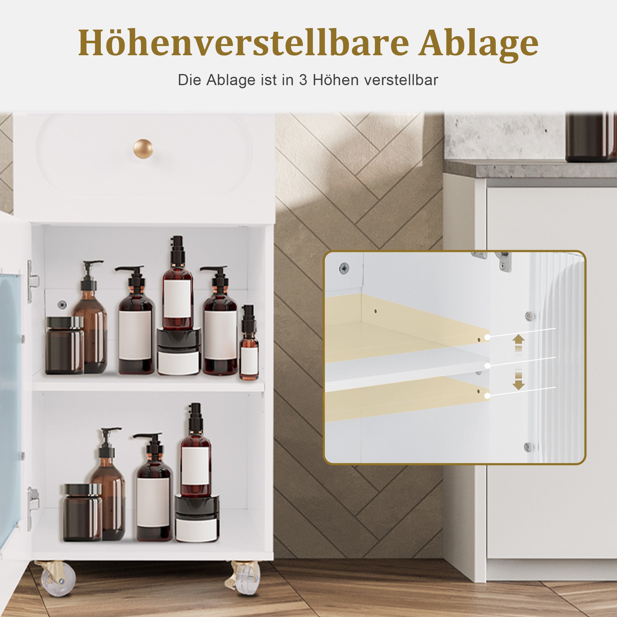 Kapperswagen Salon Trolley Wit met Laden & Föhnhouder, 31,4x37x85,5 cm, 0051 – foto 6