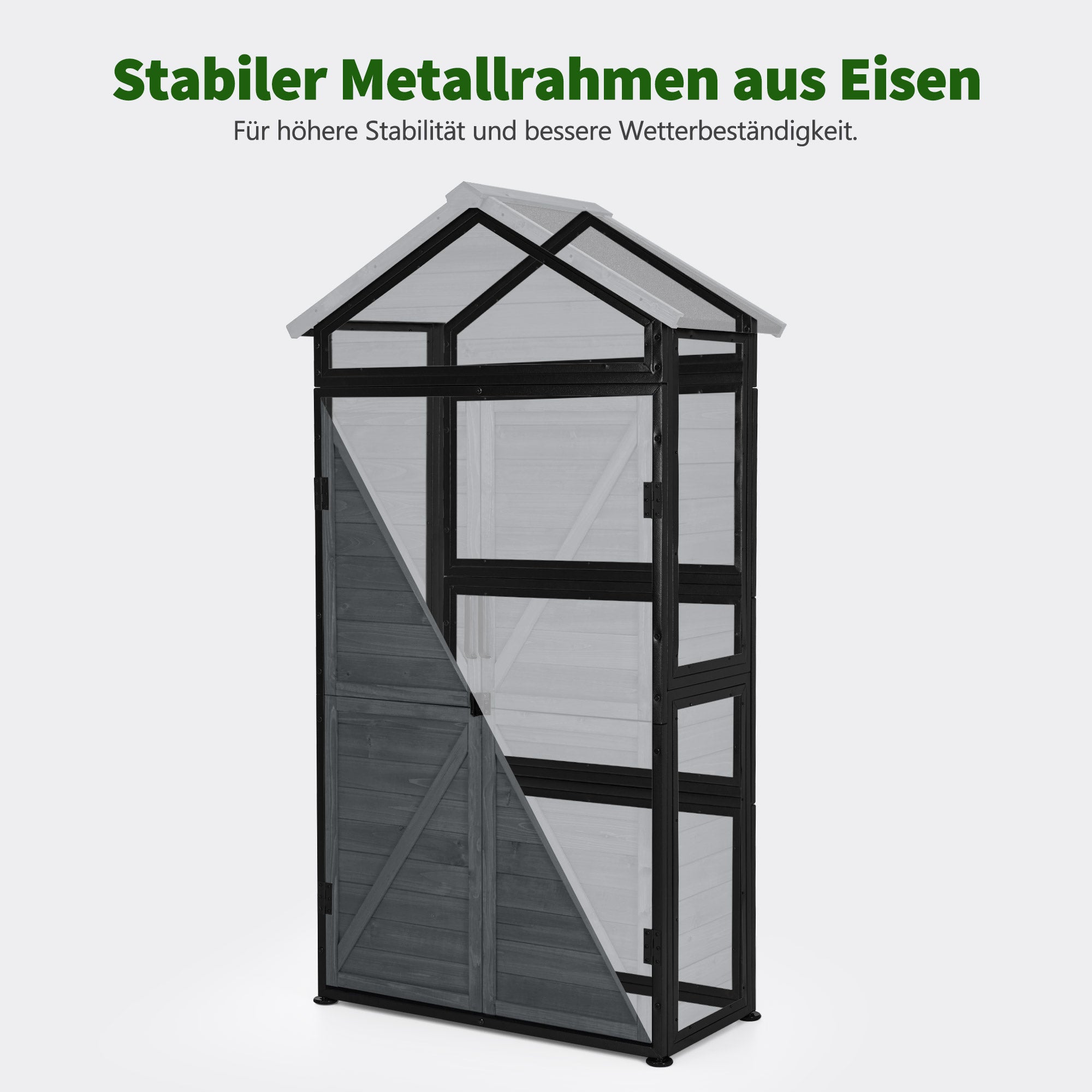 Houten Tuinkast met Metalen Frame - weerbestendig & 2 planken, 45x90x165 cm – foto 11
