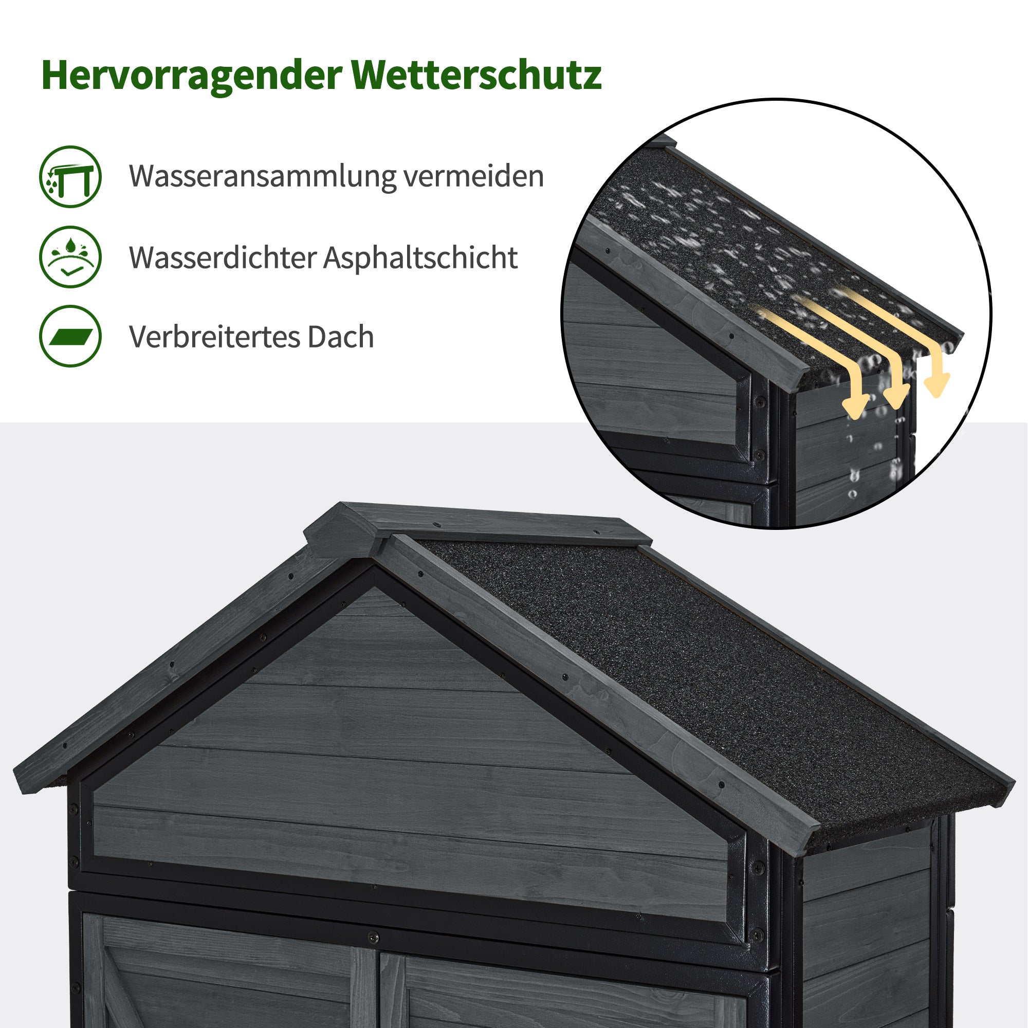 Houten Tuinkast met Metalen Frame - weerbestendig & 2 planken, 45x90x165 cm – foto 15