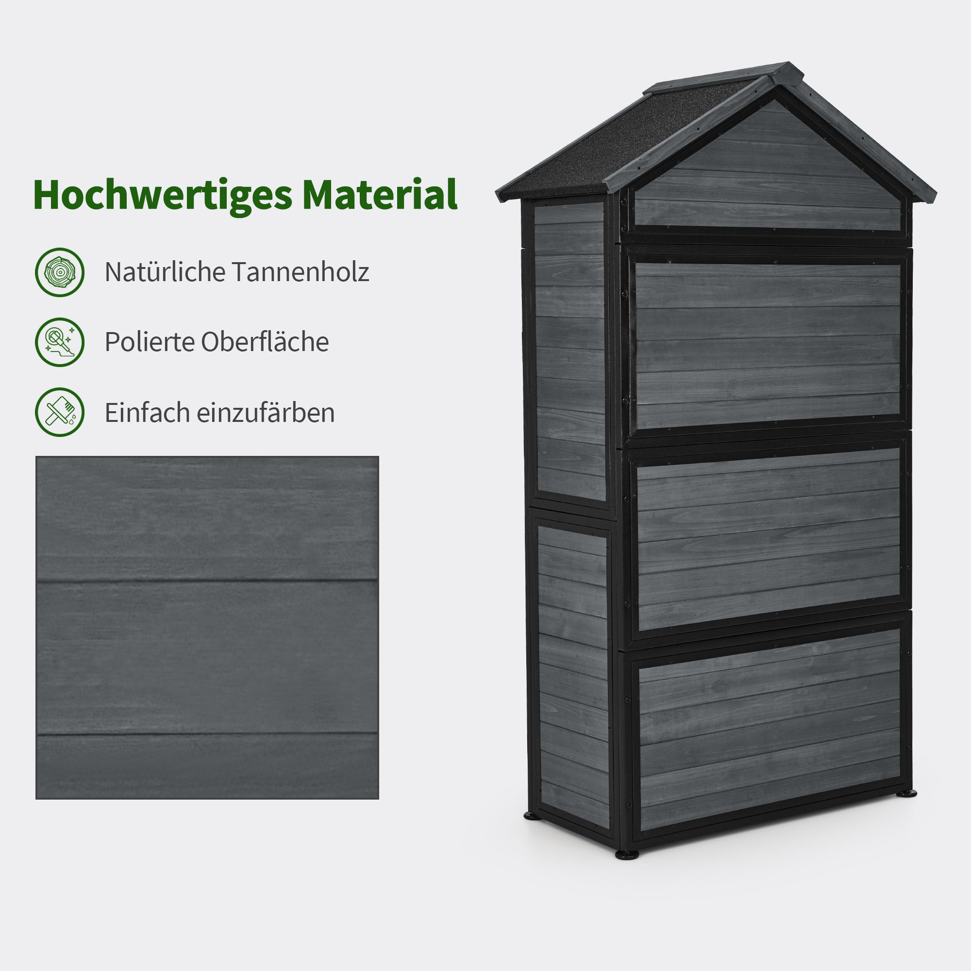 Houten Tuinkast met Metalen Frame - weerbestendig & 2 planken, 45x90x165 cm – foto 16