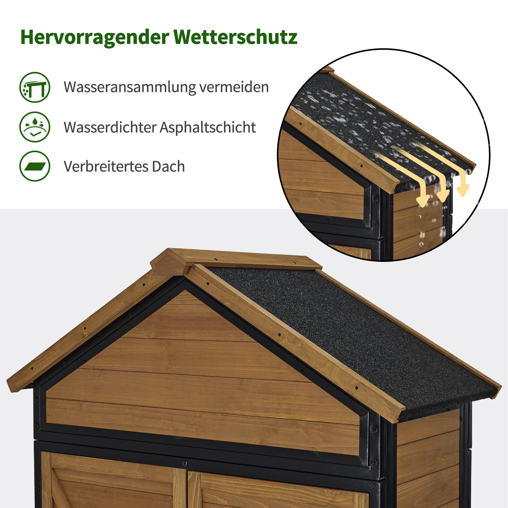 Houten Tuinkast met Metalen Frame - weerbestendig & 2 planken, 45x90x165 cm – foto 7