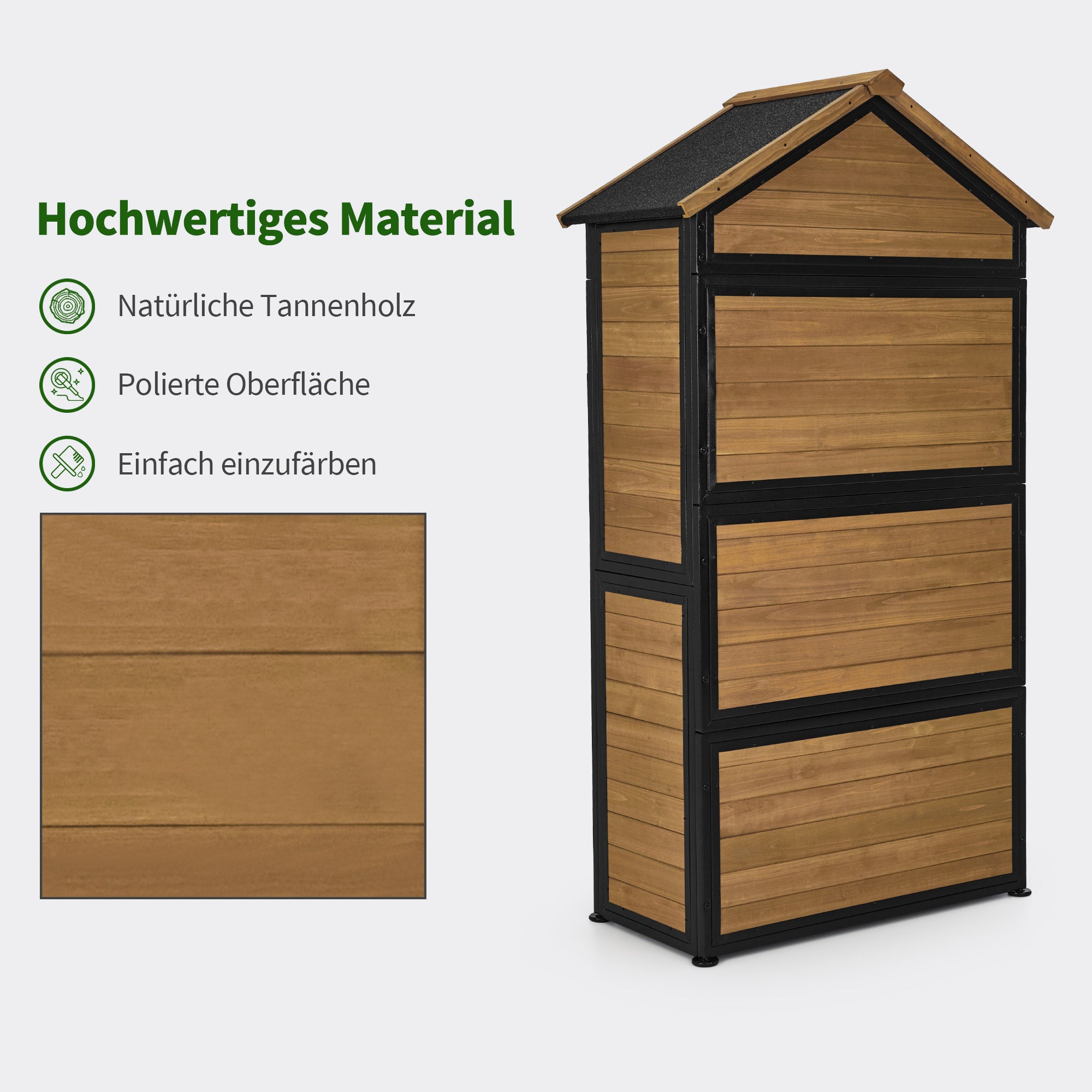 Houten Tuinkast met Metalen Frame - weerbestendig & 2 planken, 45x90x165 cm – foto 8