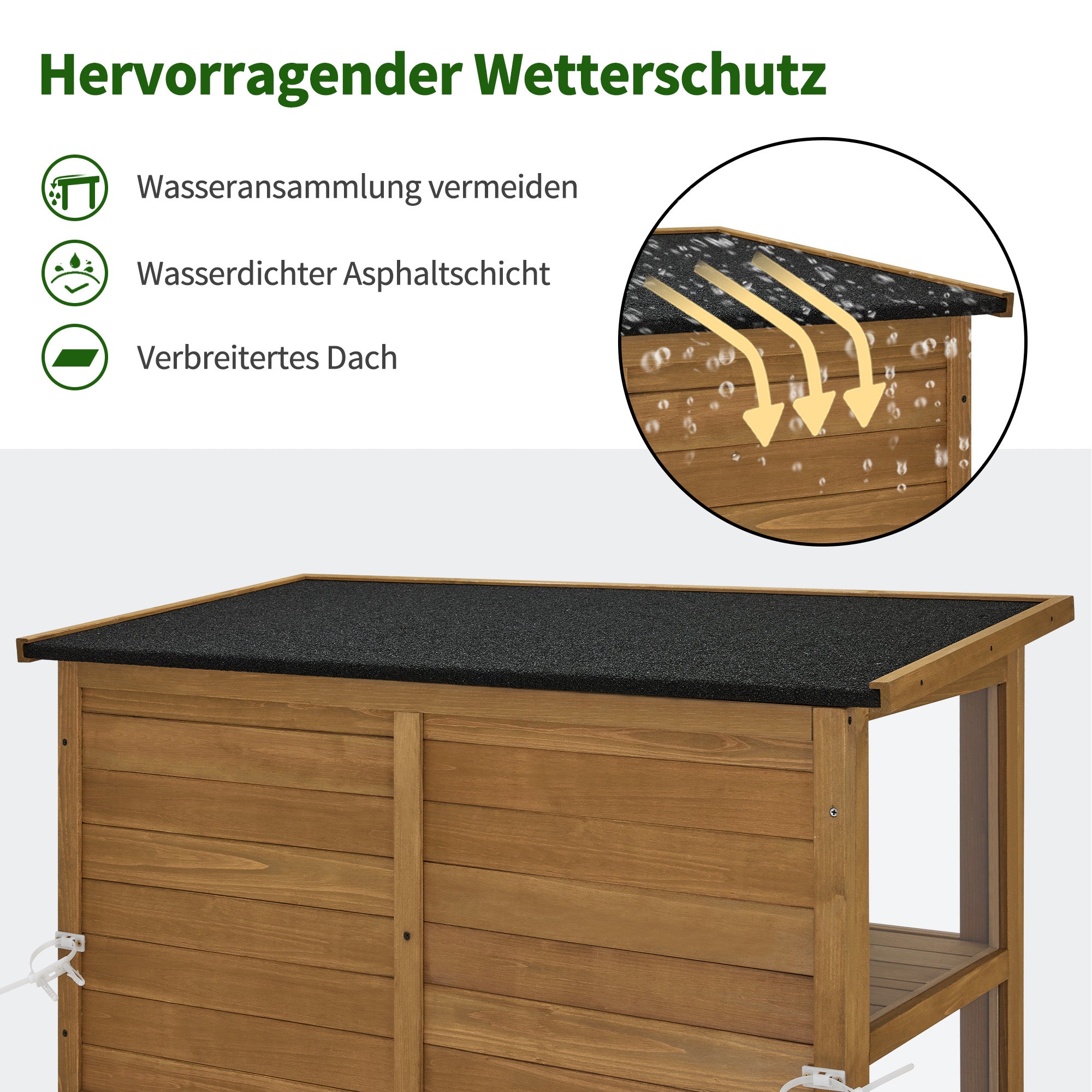 Tuinkast van hout, weerbestendig, met 3 uitneembare planken (natuur) – foto 7