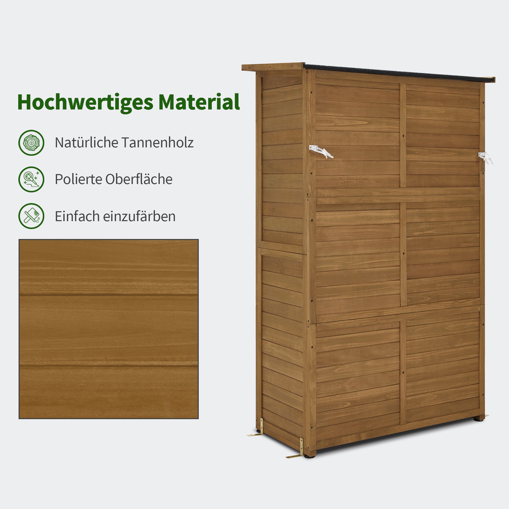 Tuinkast van hout, weerbestendig, met 3 uitneembare planken (natuur) – foto 8