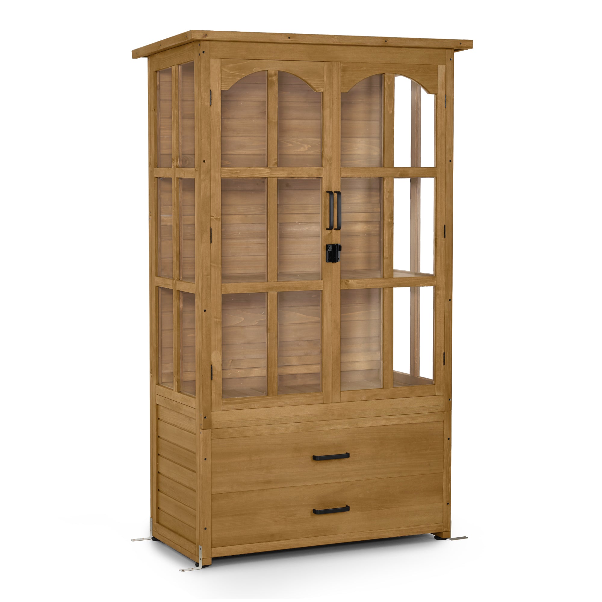 Houten Tuinkast Weerbestendig, Buitenopslag met 2 Verplaatsbare Schappen, 58×107×180 cm – foto 1
