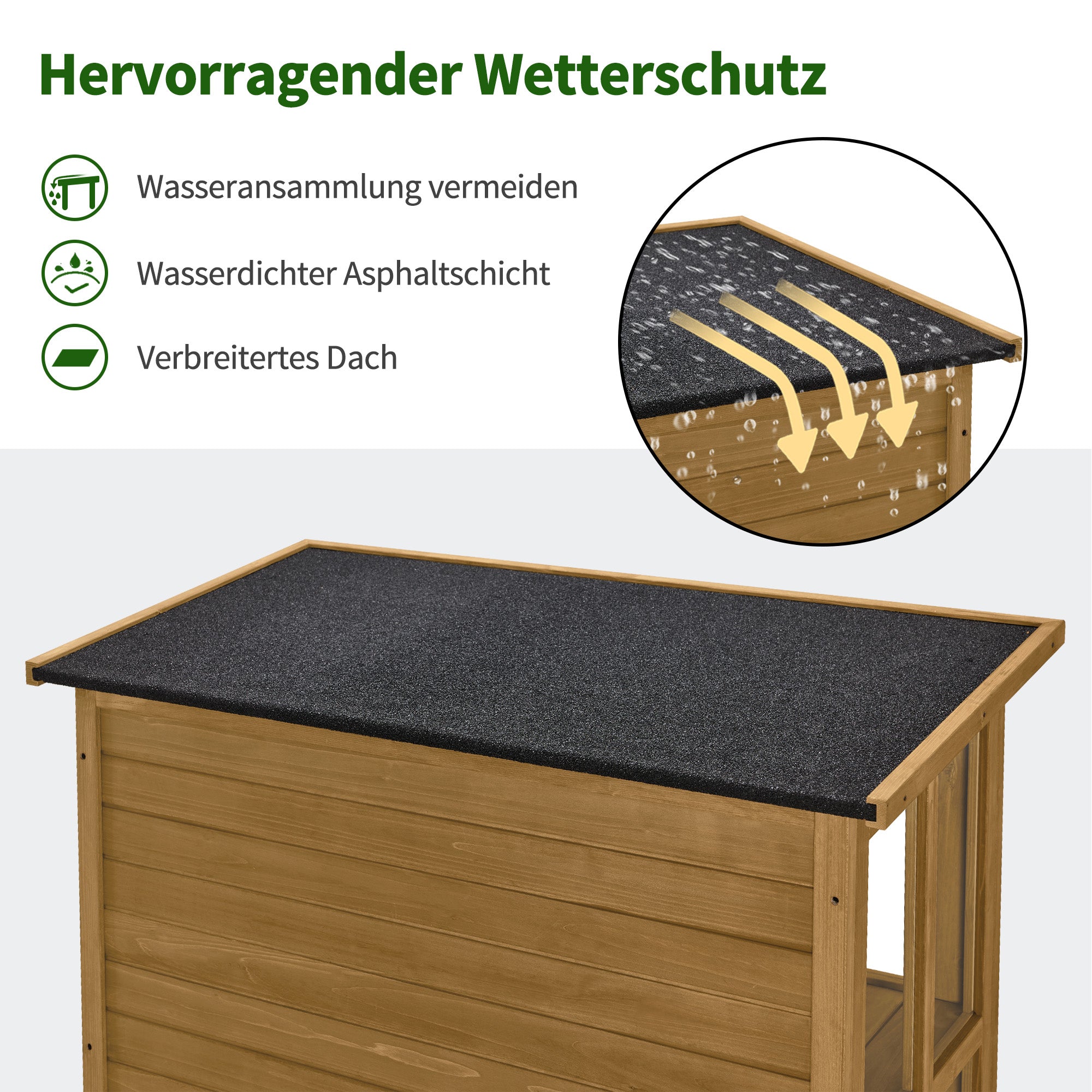 Houten Tuinkast Weerbestendig, Buitenopslag met 2 Verplaatsbare Schappen, 58×107×180 cm – foto 8