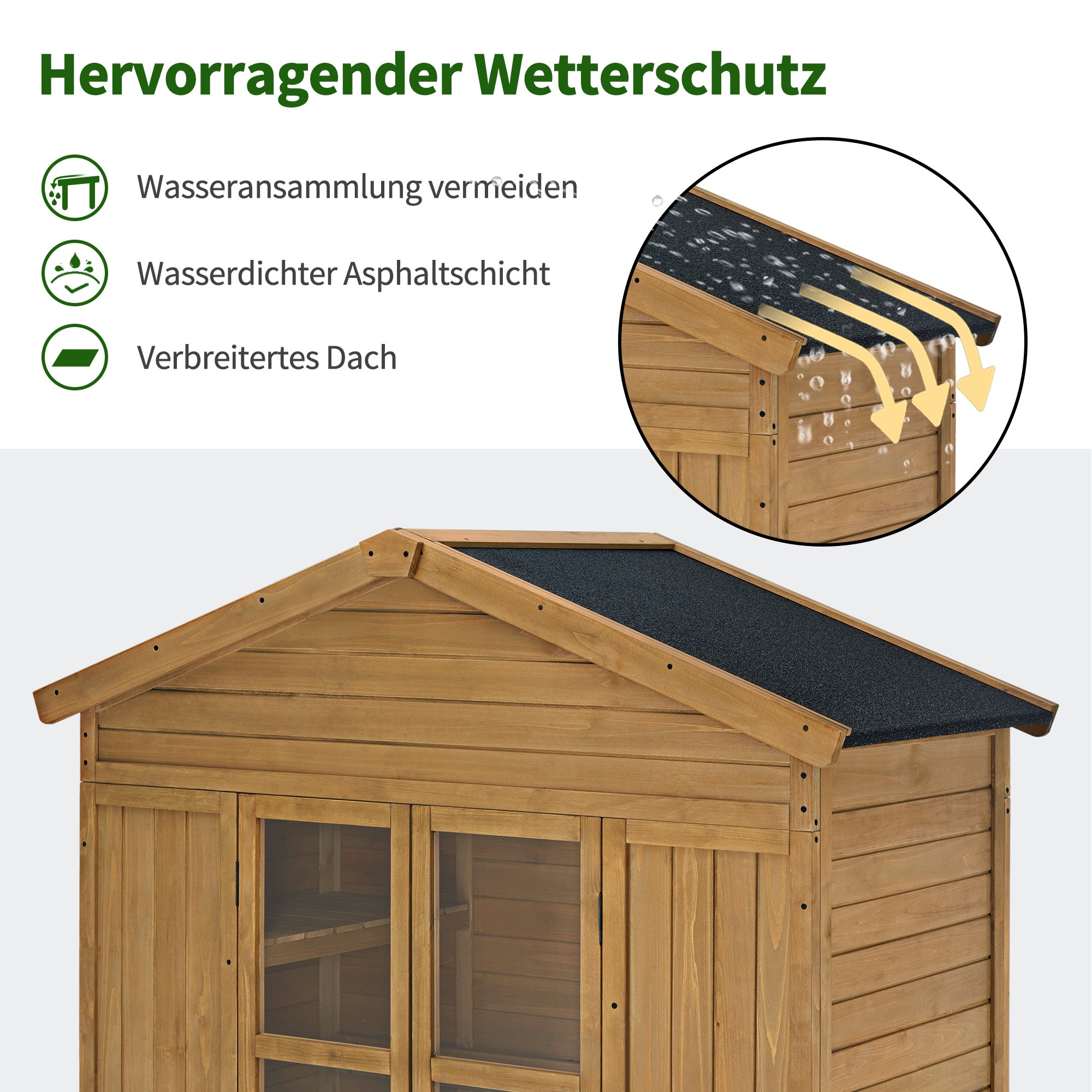 Tuinkast Hout Weerbestendig, Toegankelijk, Natuur, 6 planken, 74x143x200cm – foto 5