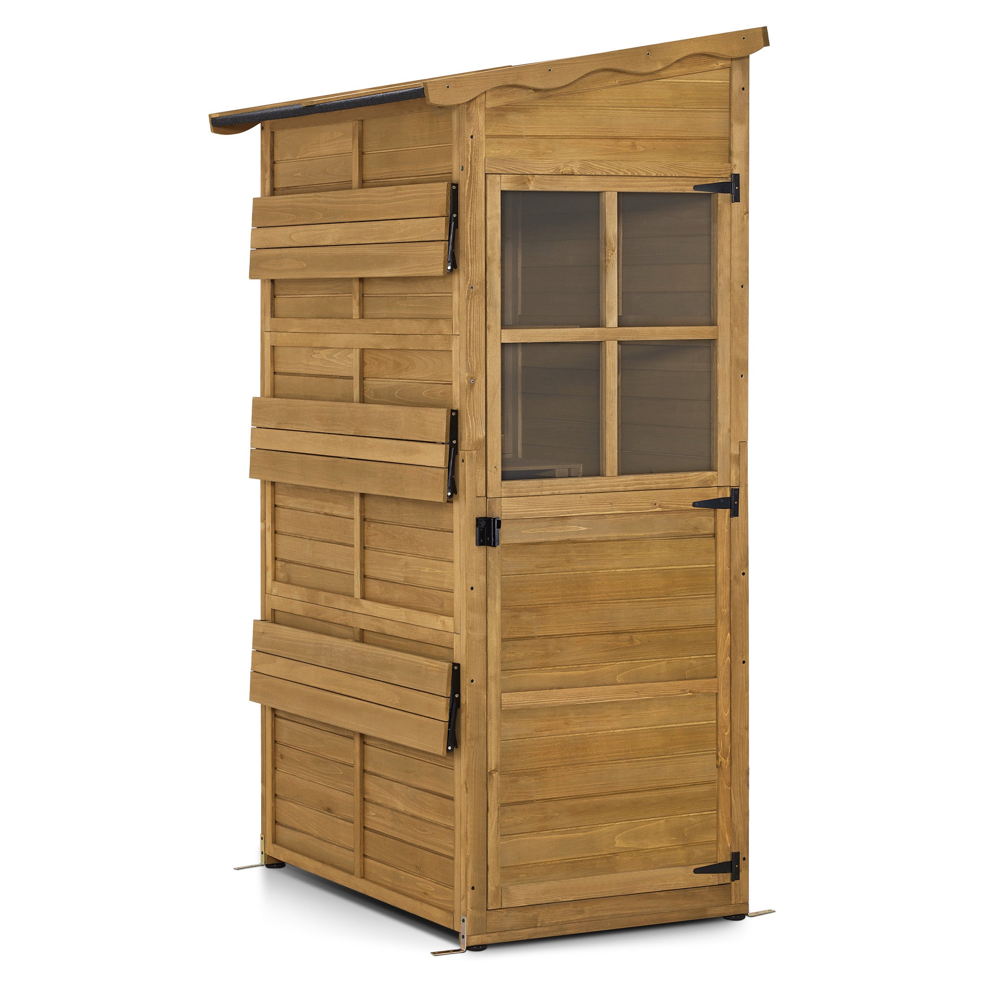 Houten Tuinkast Weerbestendig, Buitenopslag met 3 Vaste Schappen, 120×86×201 cm – foto 1