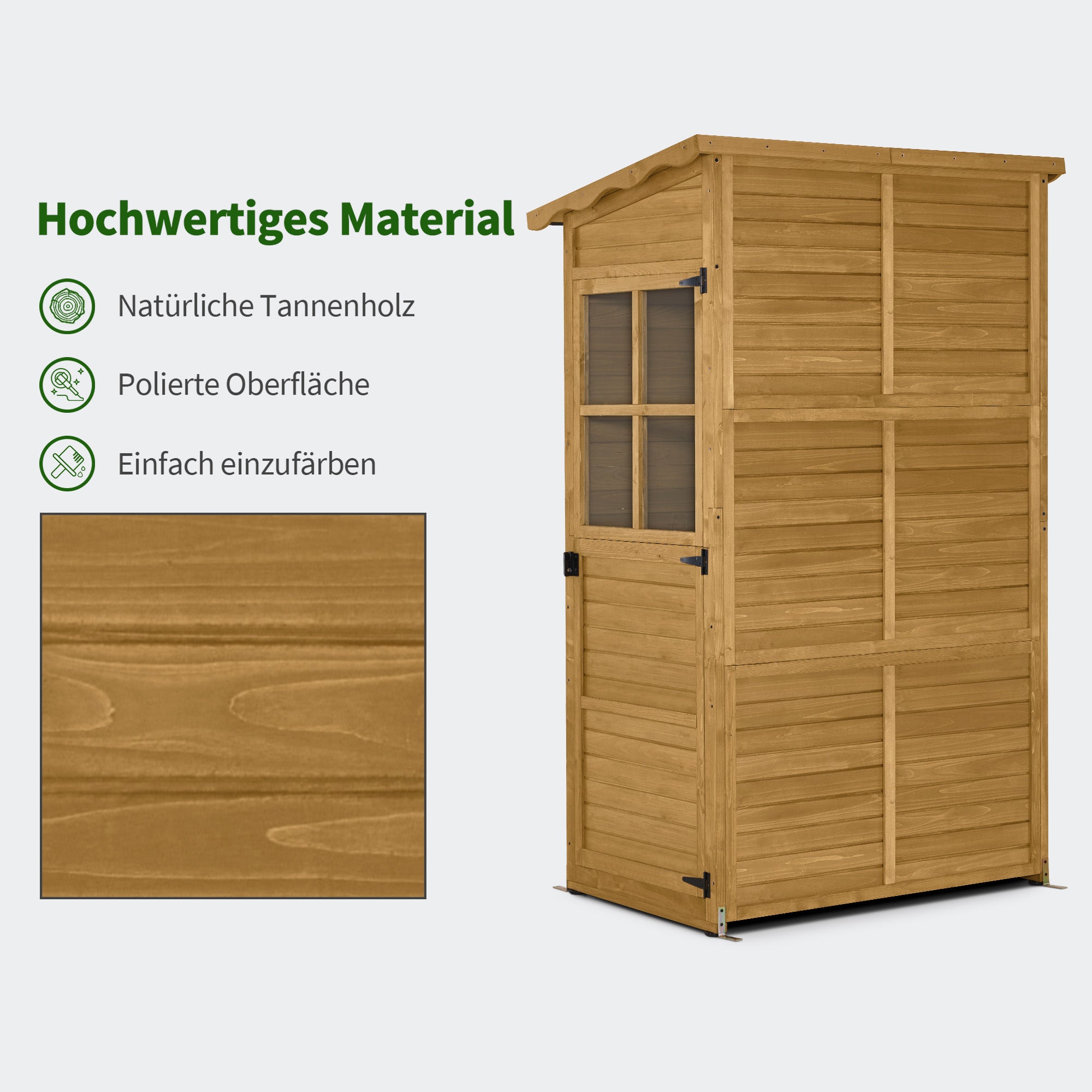 Houten Tuinkast Weerbestendig, Buitenopslag met 3 Vaste Schappen, 120×86×201 cm – foto 7