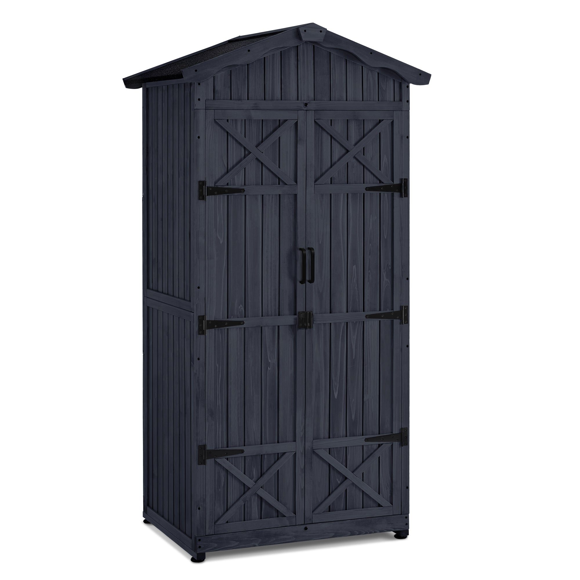 Tuinkast Hout Weerbestendig, Waterdicht incl. bodem, Antraciet, 74x99x193cm – foto 1