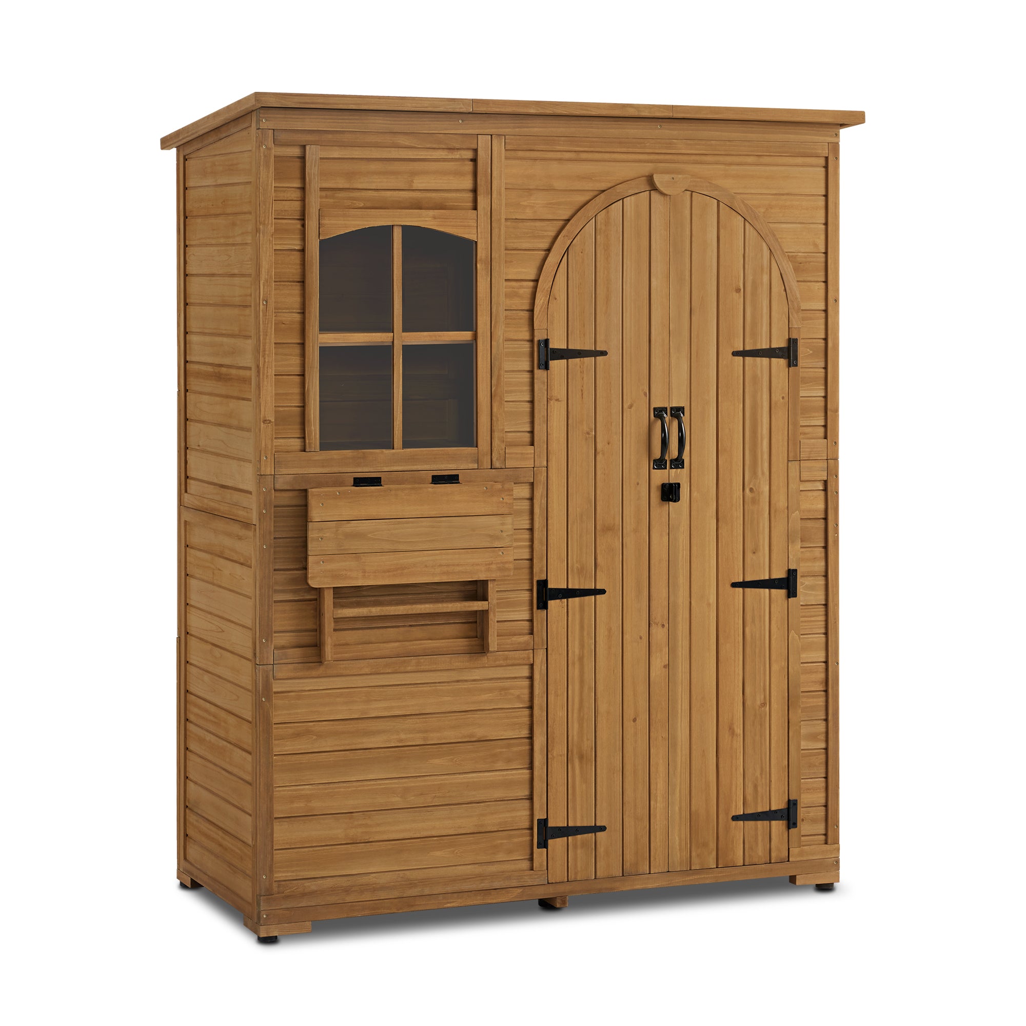 Houten Tuinkast Weerbestendig, Waterdicht Tuinhuisje Outdoor, 73x144x185 cm, 0926D (Natuur) – foto 1