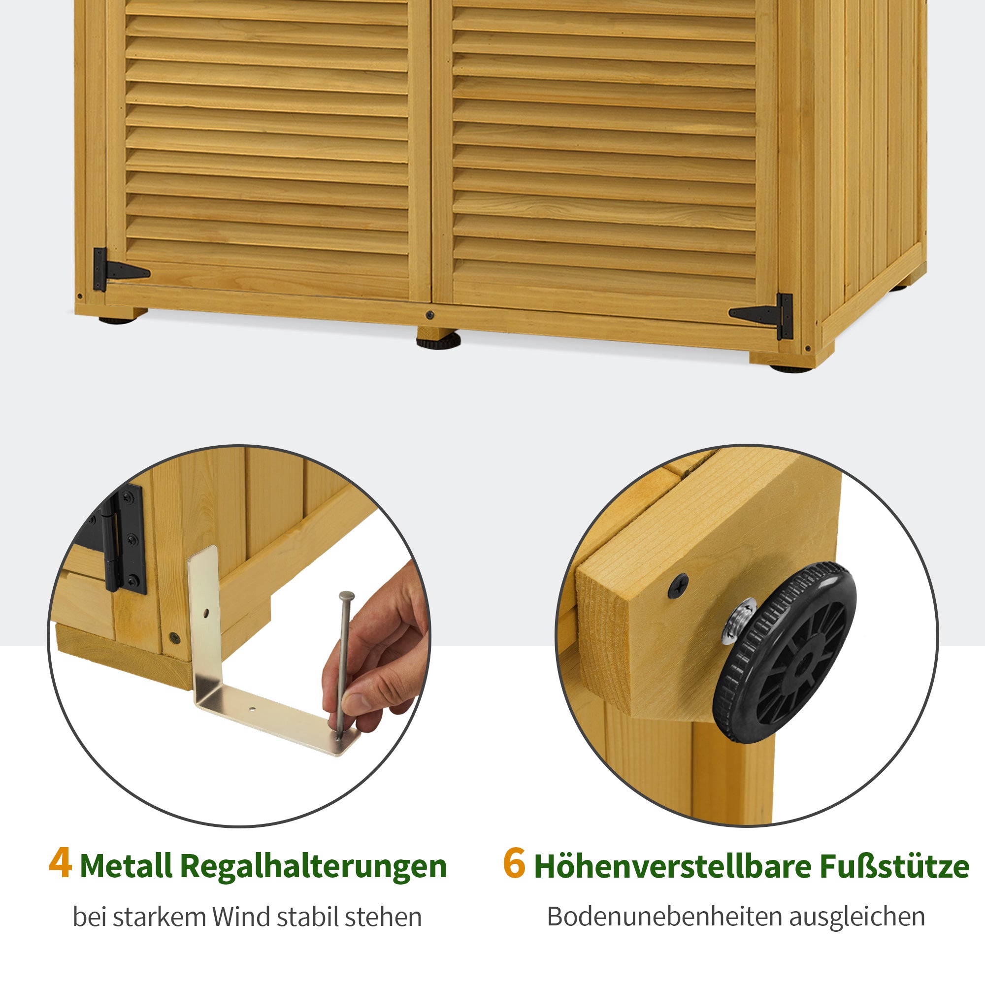 tuinkast hout, weerbestendig, buiten opslagruimte voor balkon & terras, 127×59×168 cm, 0901D (Naturel) – foto 4