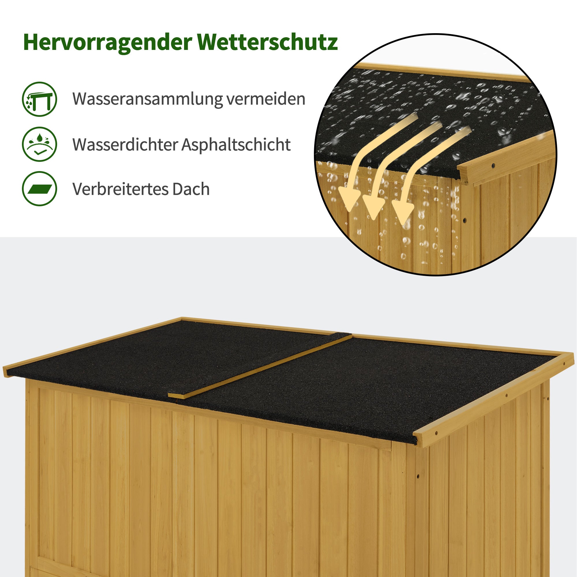 tuinkast hout, weerbestendig, buiten opslagruimte voor balkon & terras, 127×59×168 cm, 0901D (Naturel) – foto 6