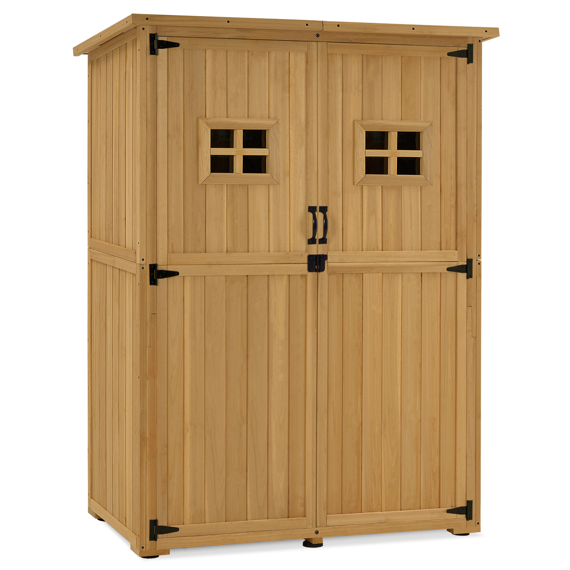 tuinkast hout, weerbestendig, buiten opslagruimte voor balkon & terras, 127×59×168 cm, 0912 – foto 1