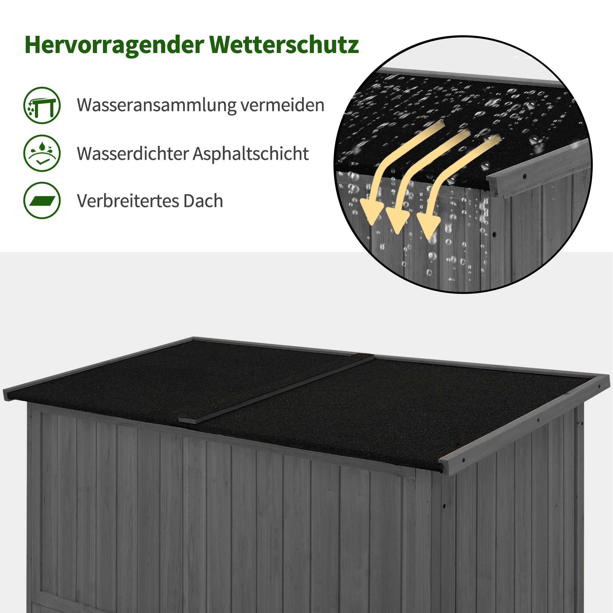 tuinkast hout, weerbestendig, buiten opslagruimte voor balkon & terras, 127×59×168 cm, 0912 – foto 11