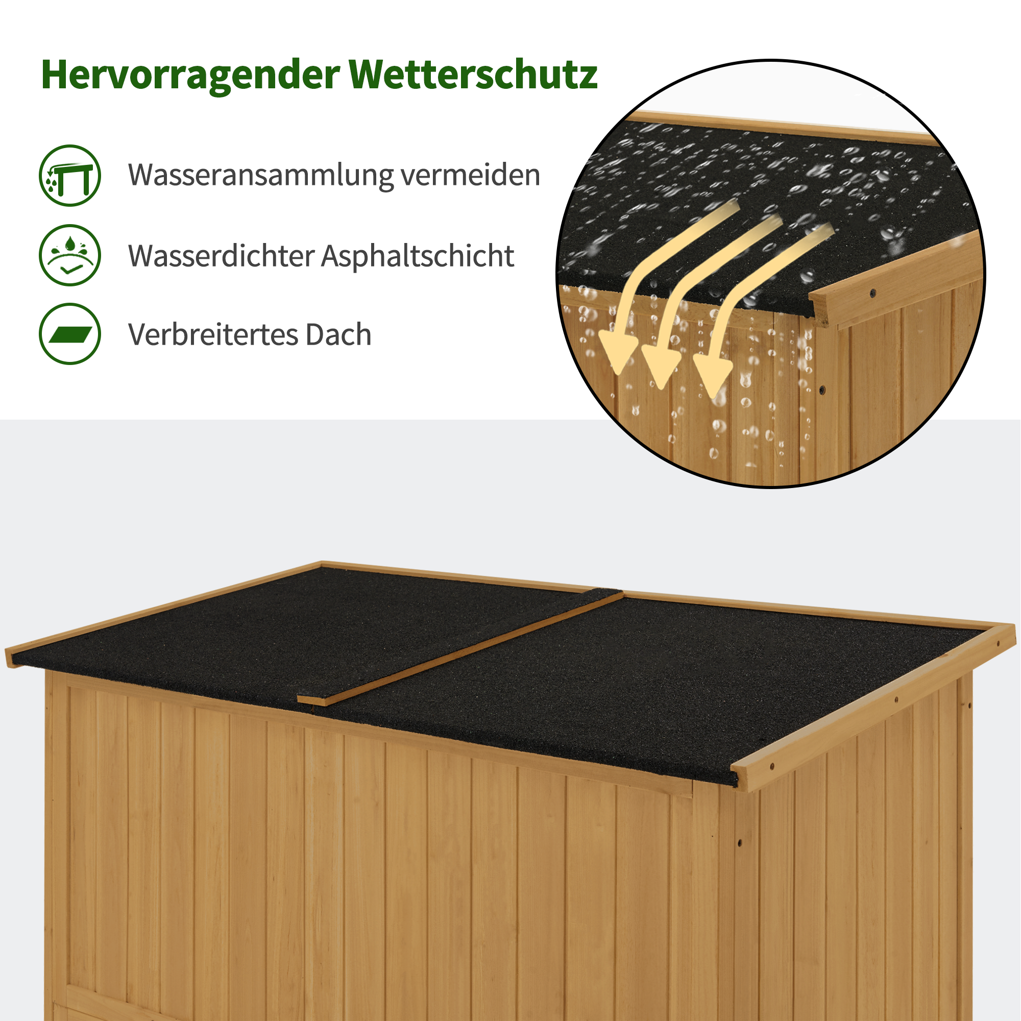 tuinkast hout, weerbestendig, buiten opslagruimte voor balkon & terras, 127×59×168 cm, 0912 – foto 4