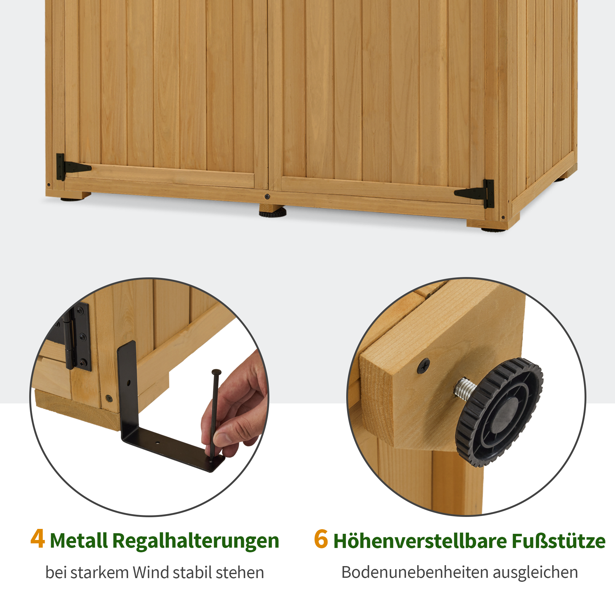 tuinkast hout, weerbestendig, buiten opslagruimte voor balkon & terras, 127×59×168 cm, 0912 – foto 5