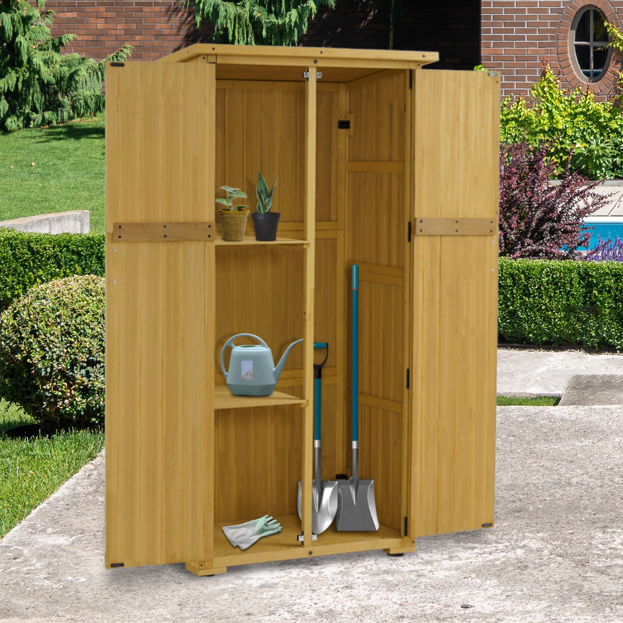 Tuinkast hout, weerbestendig, tuinhuisje klein, buiten, 55x90x169cm, 0878-F – foto 2