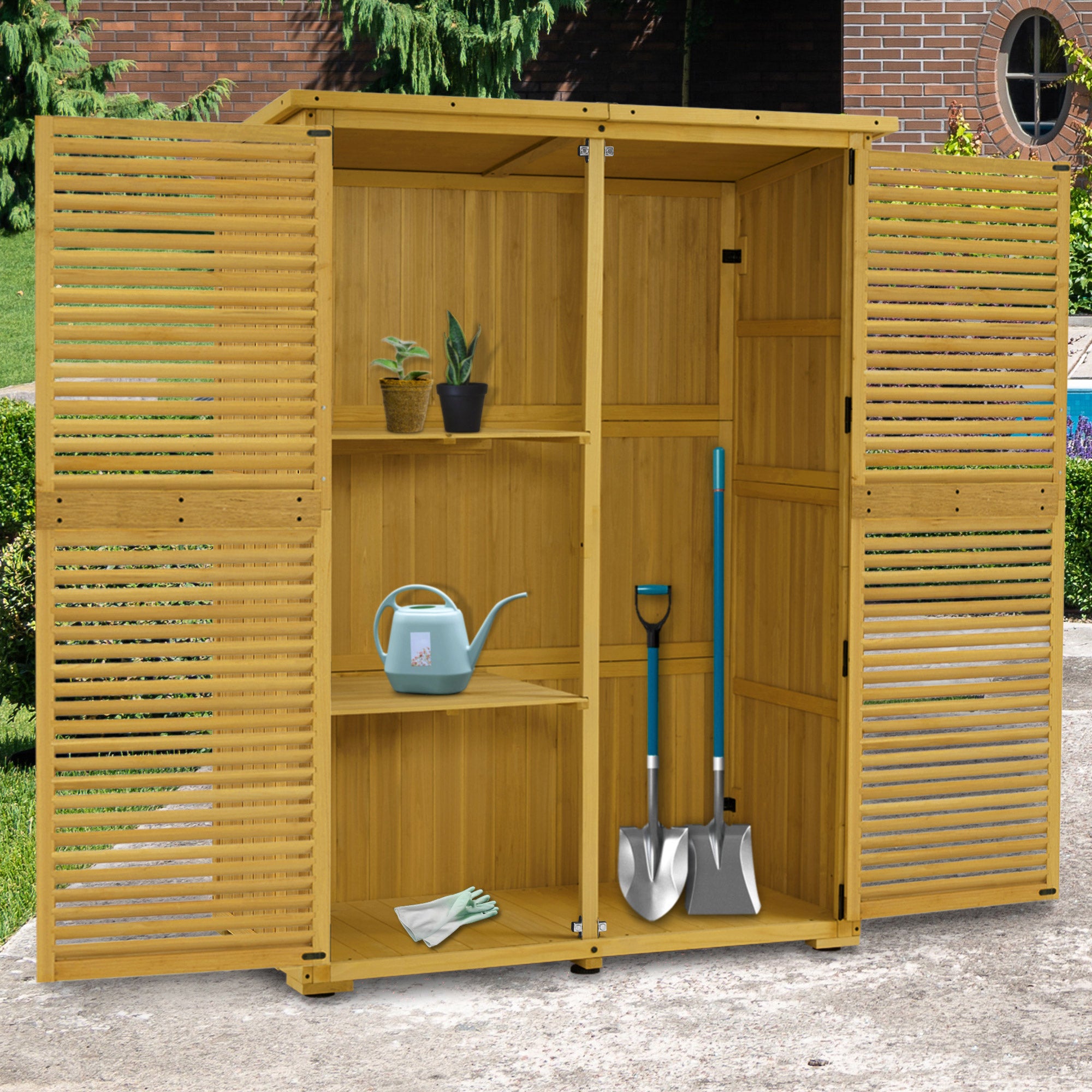 Tuinkast hout, weerbestendig, tuinhuisje klein, buiten, 59x127x168 cm, 0901D-F – foto 2
