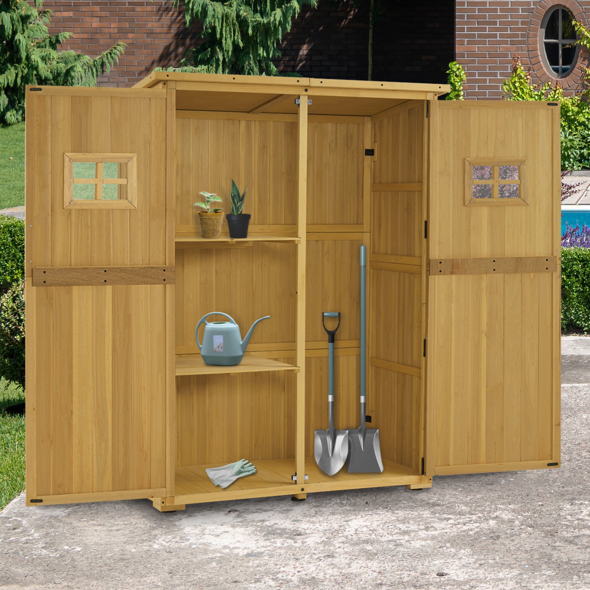 Tuinkast hout, weerbestendig, tuinhuisje klein, buiten, 59x127x168 cm, 0912-F – foto 2
