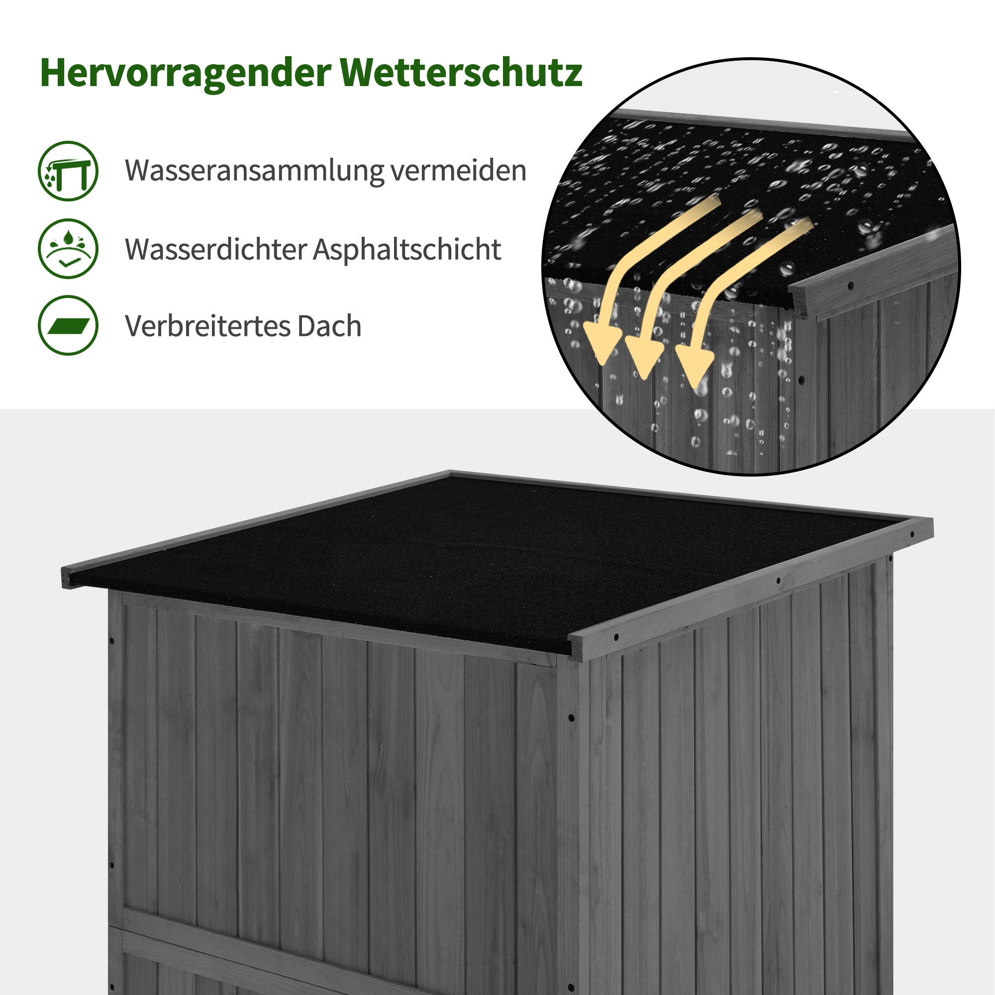 tuinkast hout, weerbestendig, buiten opslagruimte voor balkon & terras, 90×55×169cm, 0878 – foto 11