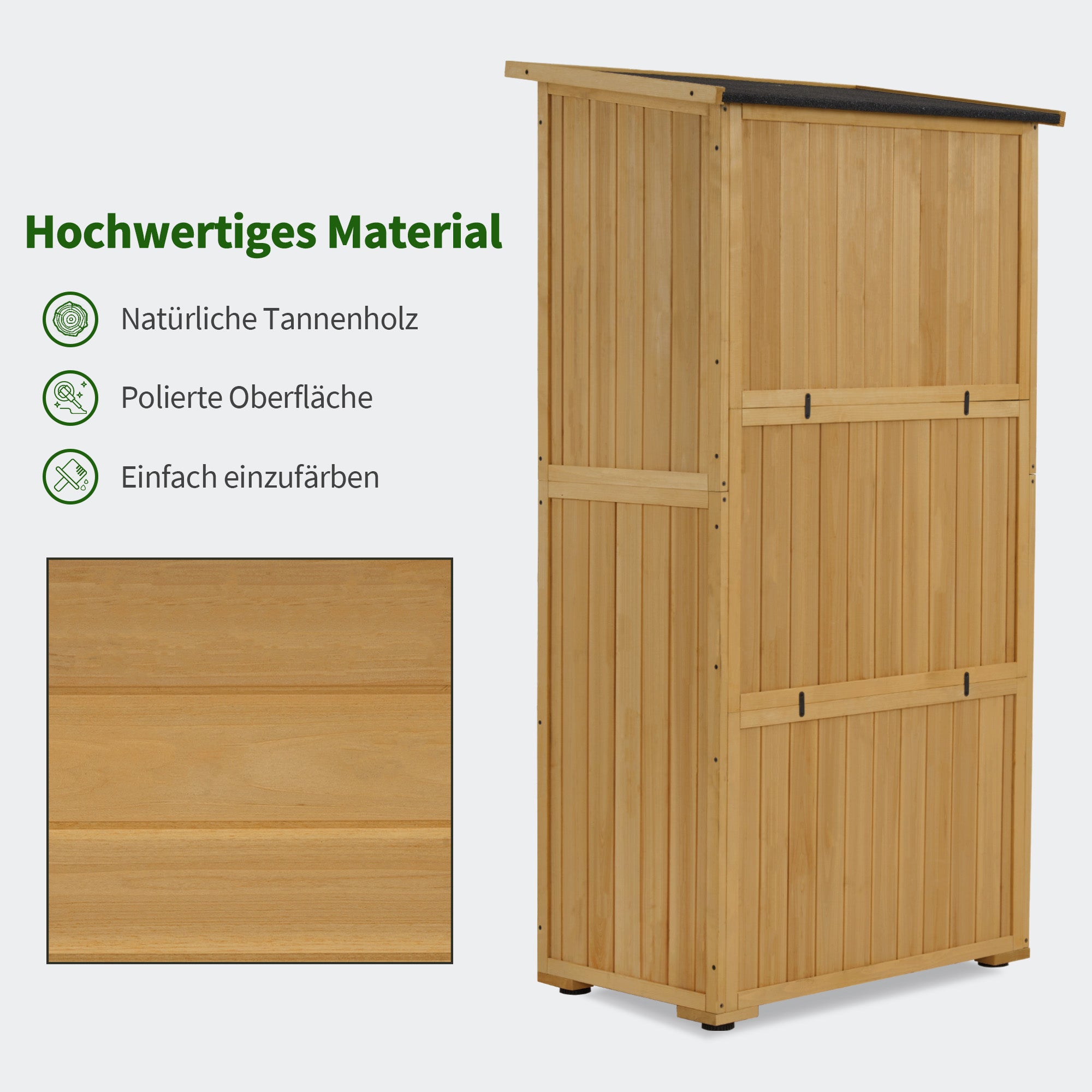 tuinkast hout, weerbestendig, buiten opslagruimte voor balkon & terras, 90×55×169cm, 0878 – foto 7