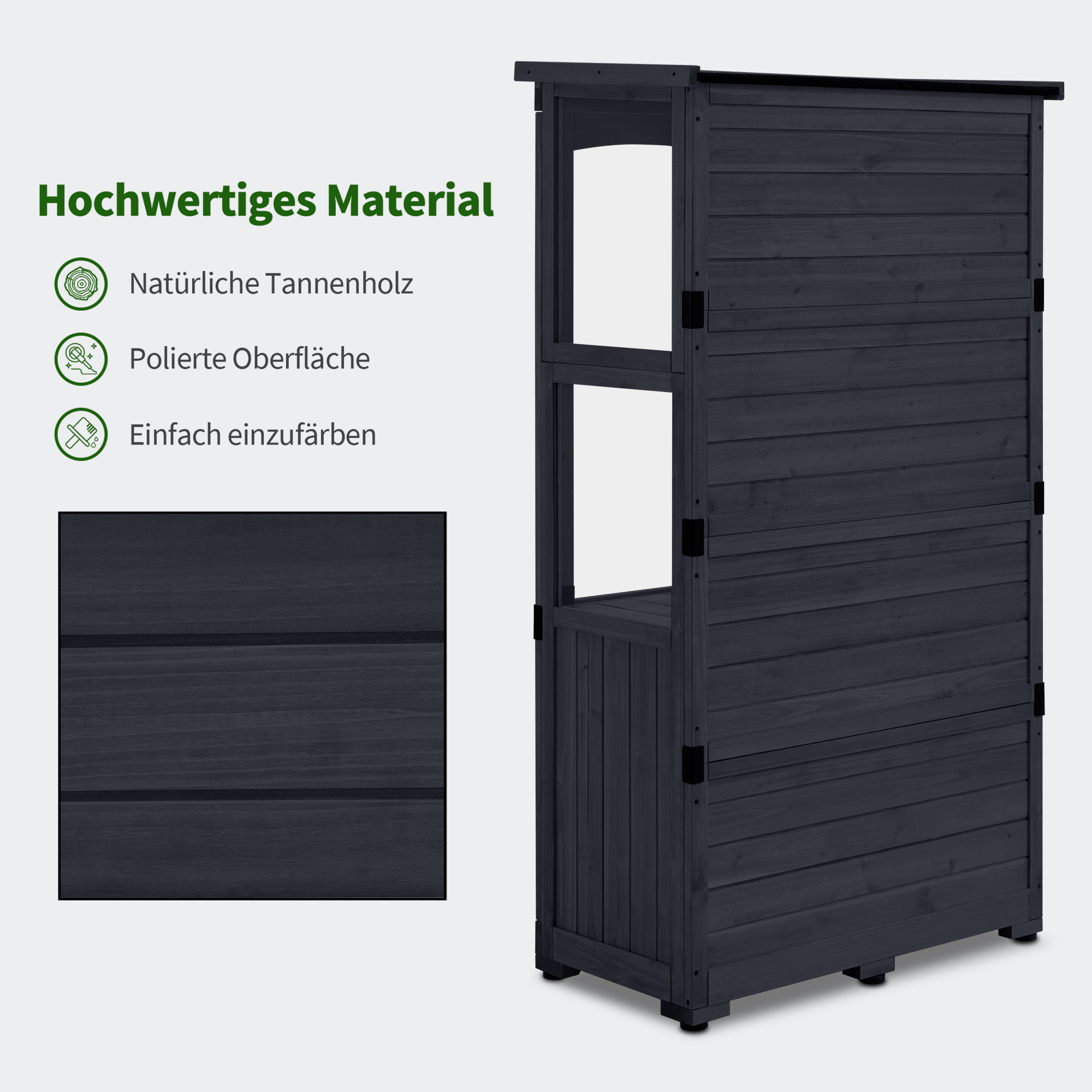 Houten Tuinkast Weerbestendig, Klein Tuinhuisje Outdoor, 87x46x160 cm, 0120 – foto 12