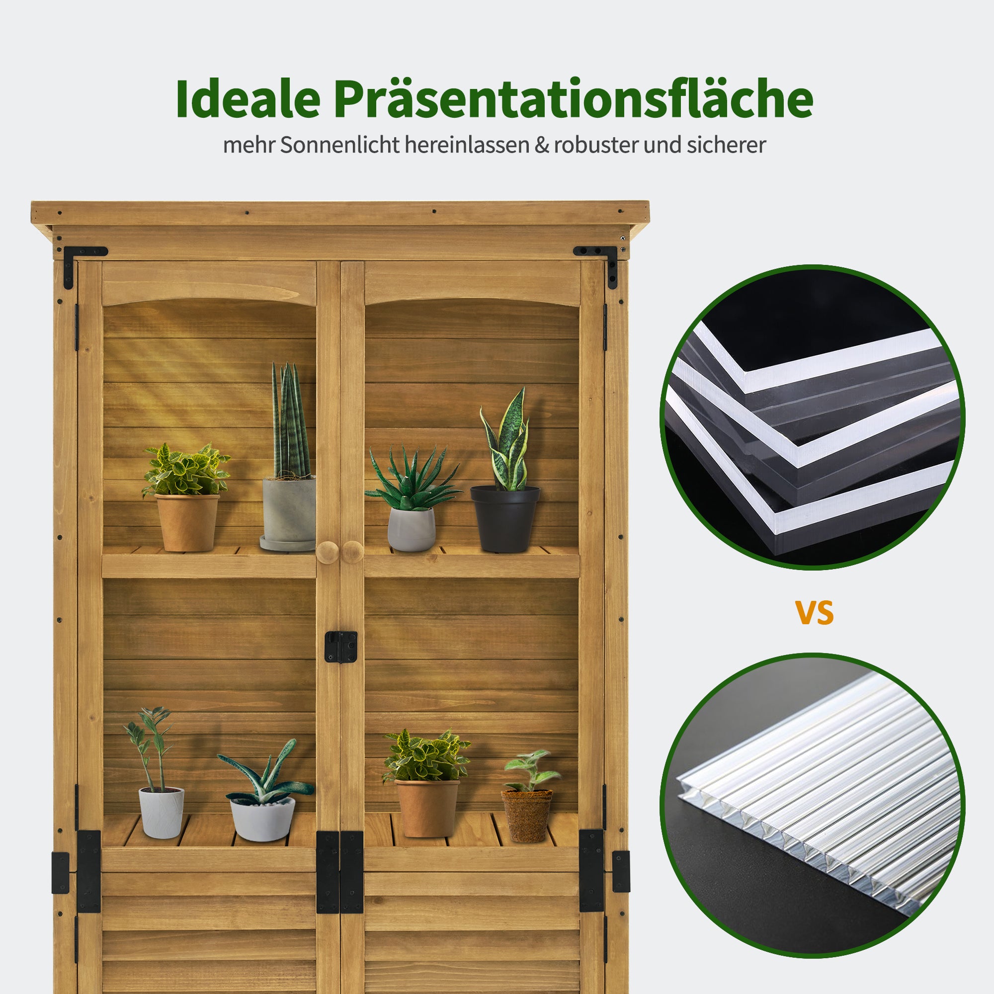 Houten Tuinkast Weerbestendig, Klein Tuinhuisje Outdoor, 87x46x160 cm, 0120 – foto 4