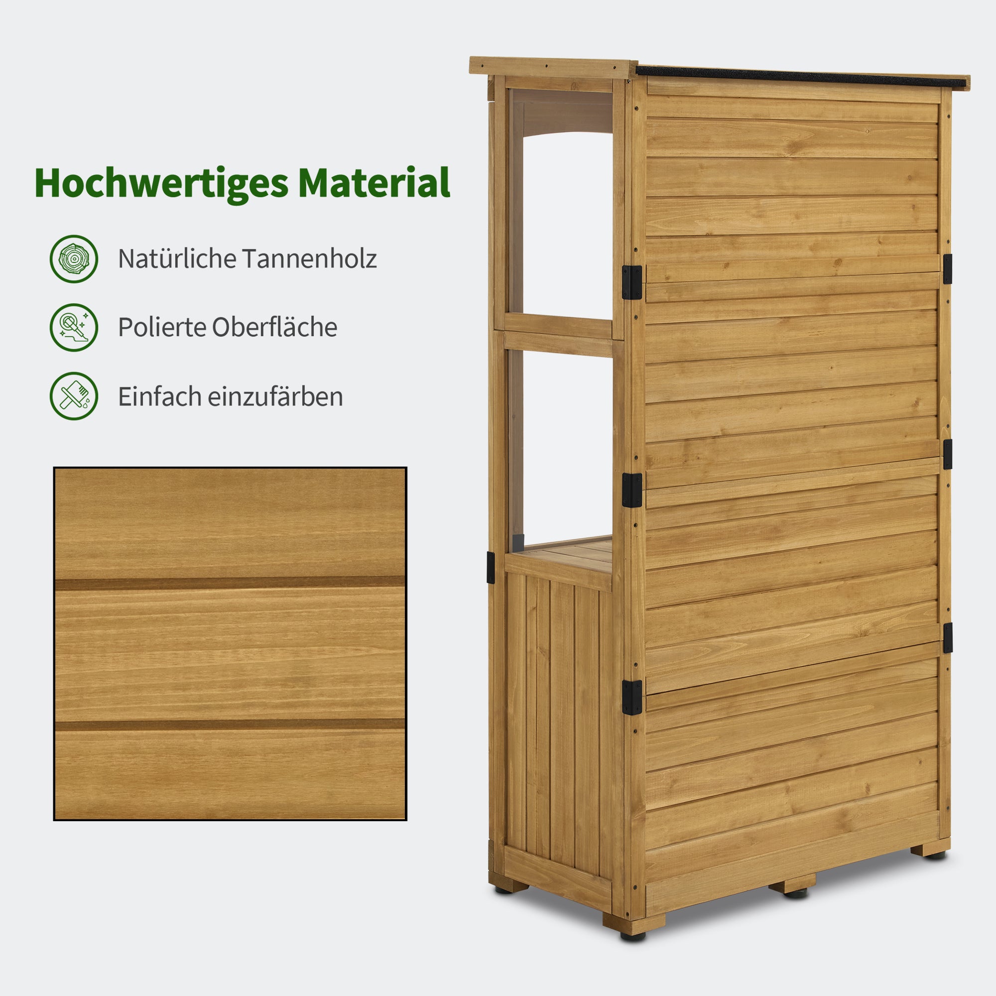 Houten Tuinkast Weerbestendig, Klein Tuinhuisje Outdoor, 87x46x160 cm, 0120 – foto 6