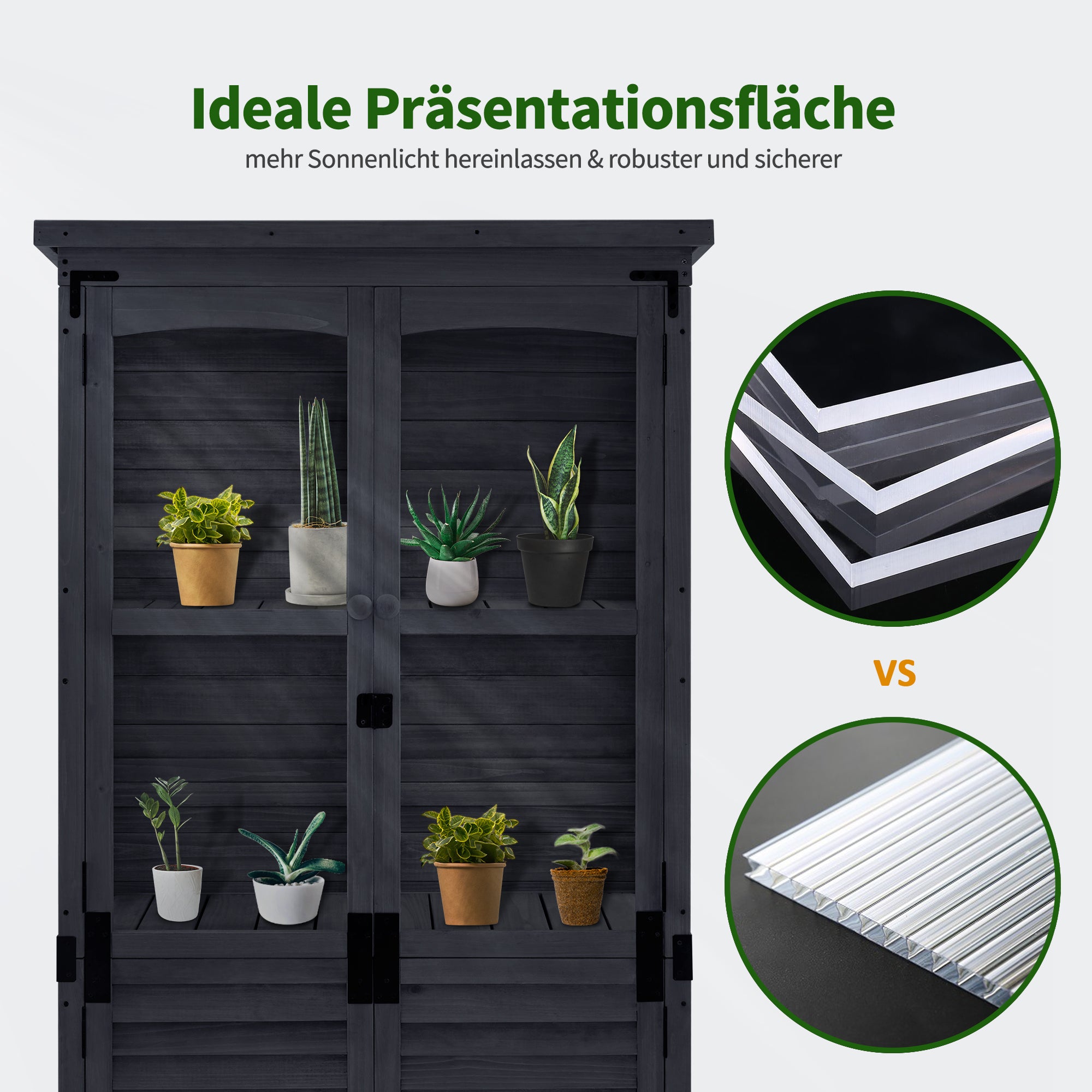 Houten Tuinkast Weerbestendig, Klein Tuinhuisje Outdoor, 87x46x160 cm, 0120 – foto 10