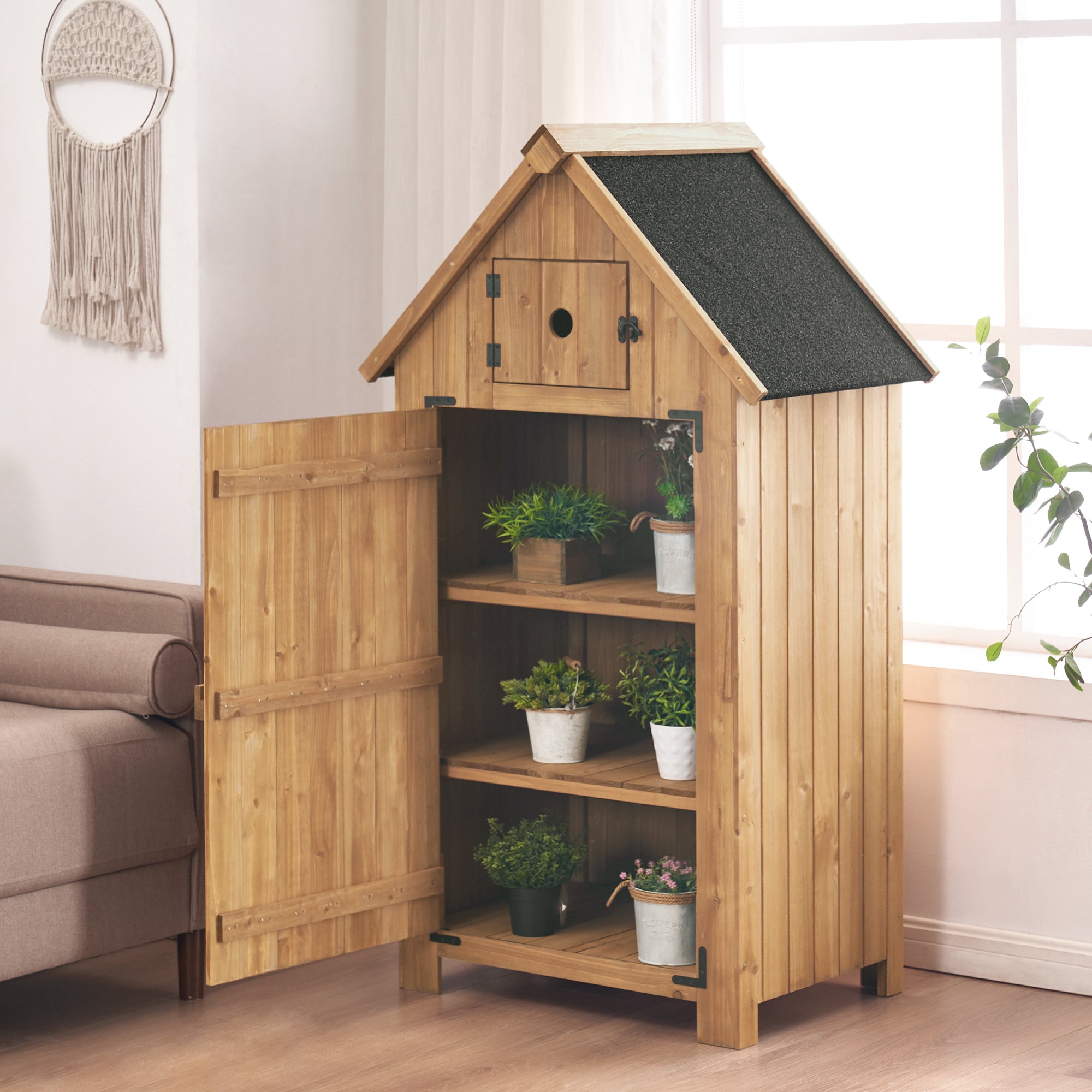Houten Tuinkast Klein, Outdoor Tuinhuisje, weerbestendig, voor balkon & terras – foto 3
